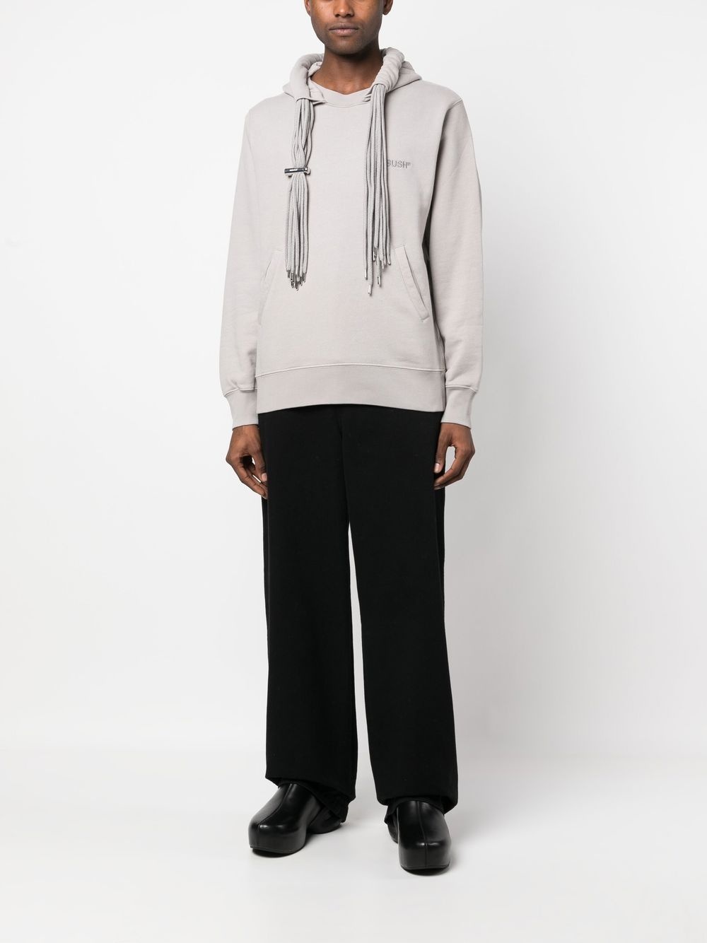 multicord-drawstring cotton hoodie - 2