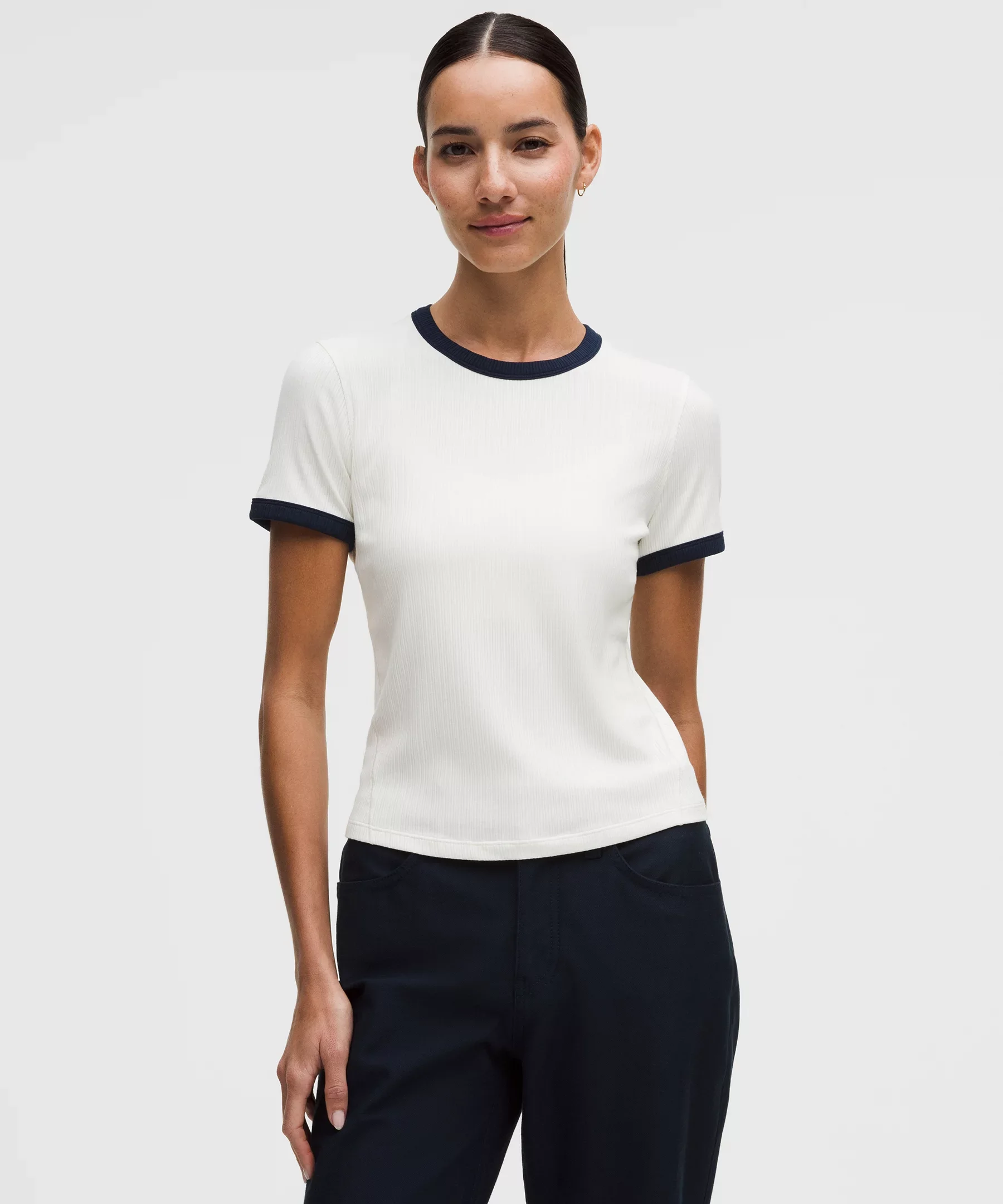 Hold Tight Micro-Rib Straight-Hem T-Shirt - 1