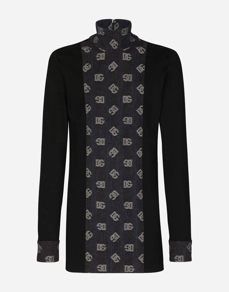 High-necked T-shirt with jacquard DG details 1
