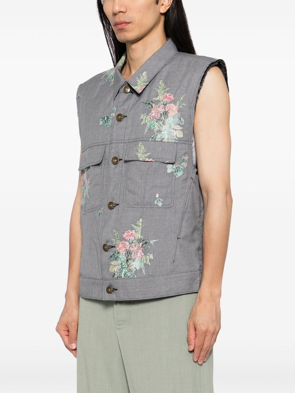 floral-pattern vest - 3