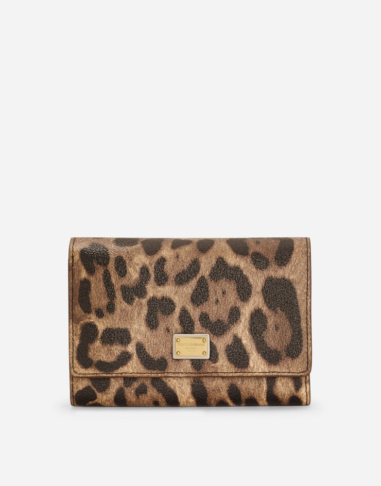 Leopard-print Crespo bifold wallet with branded plate - 1