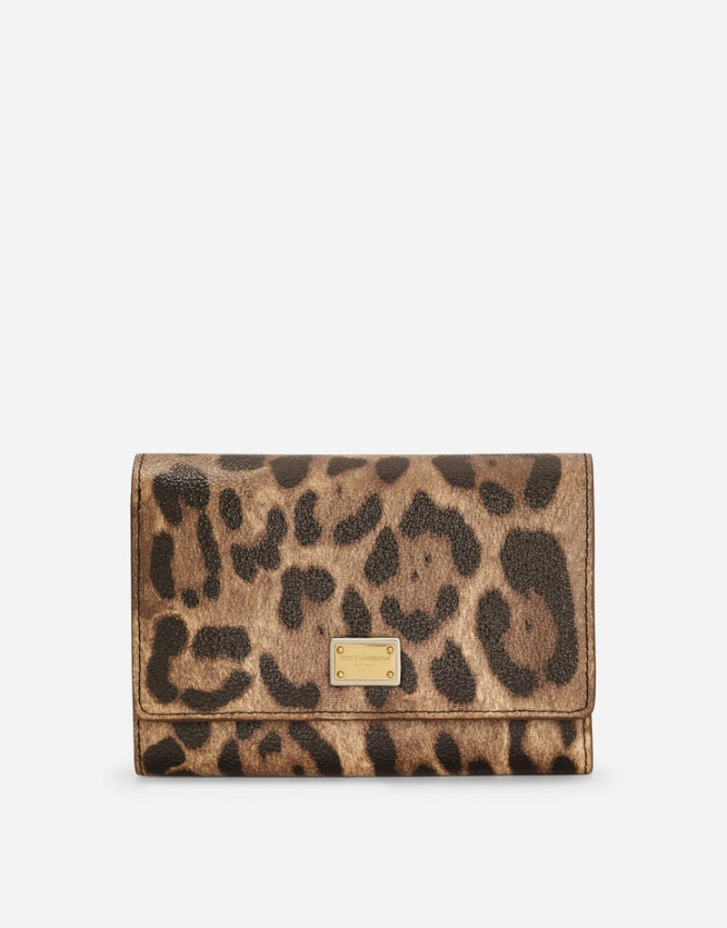 Leopard-print Crespo bifold wallet with branded plate 1