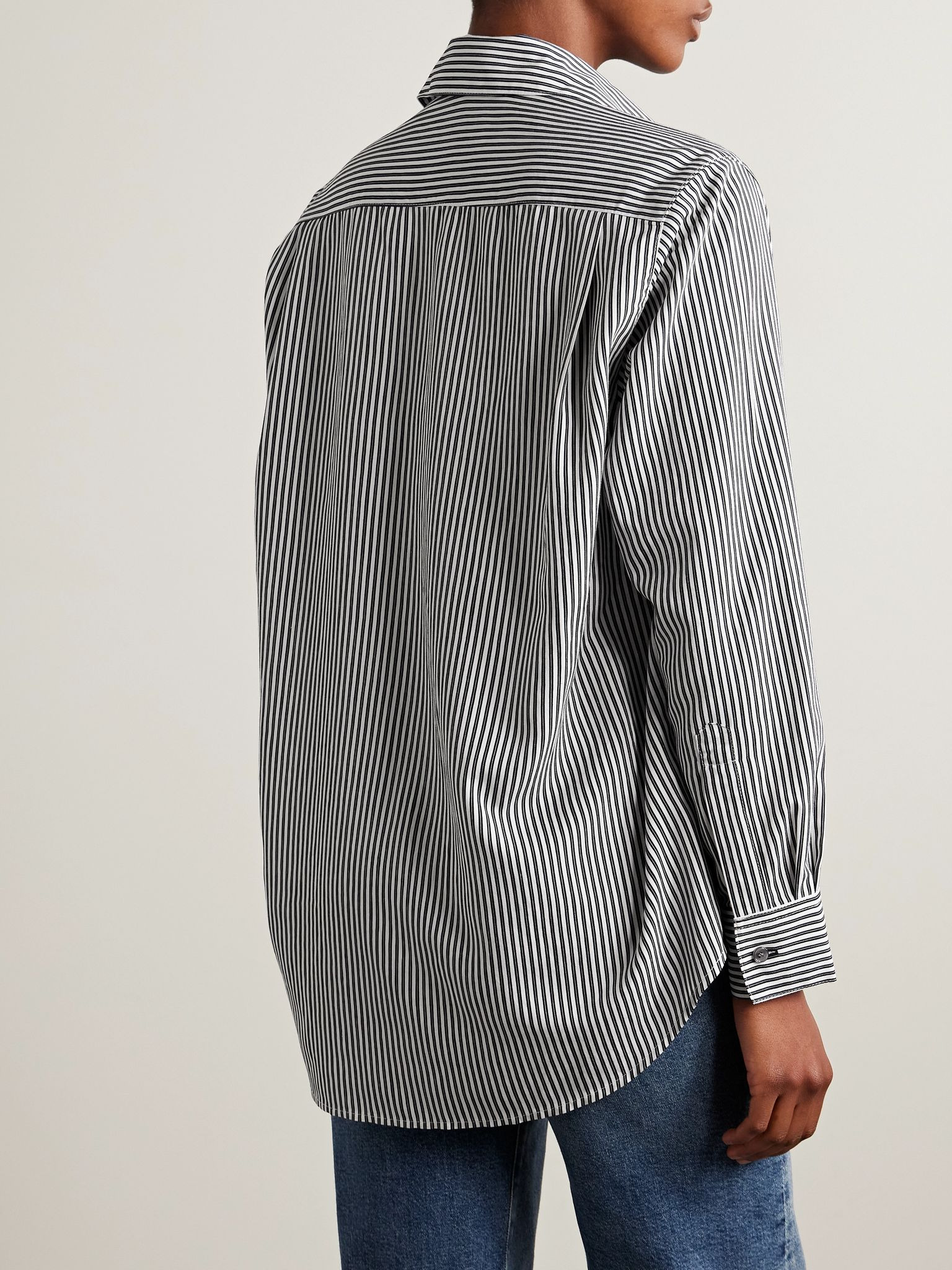 Aris striped crepe shirt Blue - 4