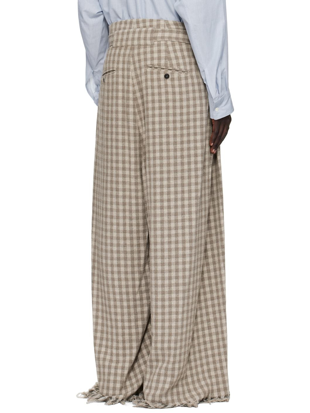 Beige Check Trousers - 3