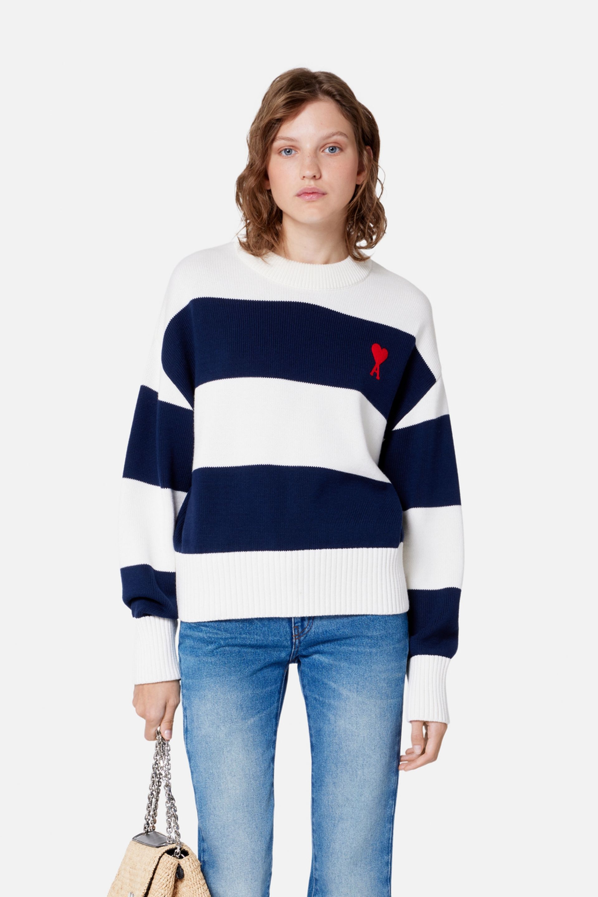 ami♡*°　　0118 AMI Paris Ami de Coeur Sweater With Rugby Stripes | REVERSIBLE