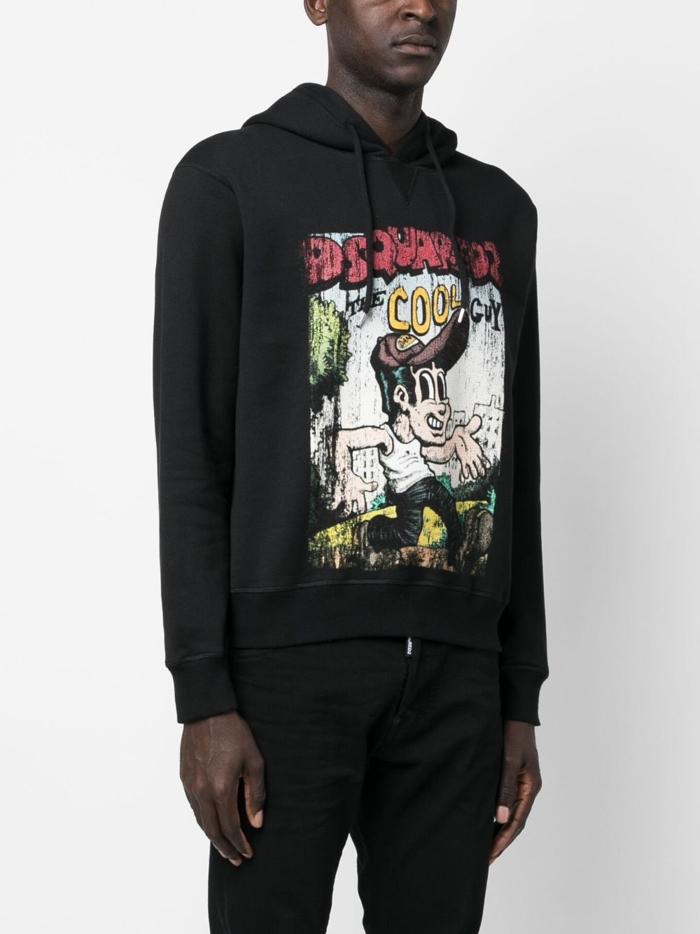 graffit-print cotton hoodie - 3