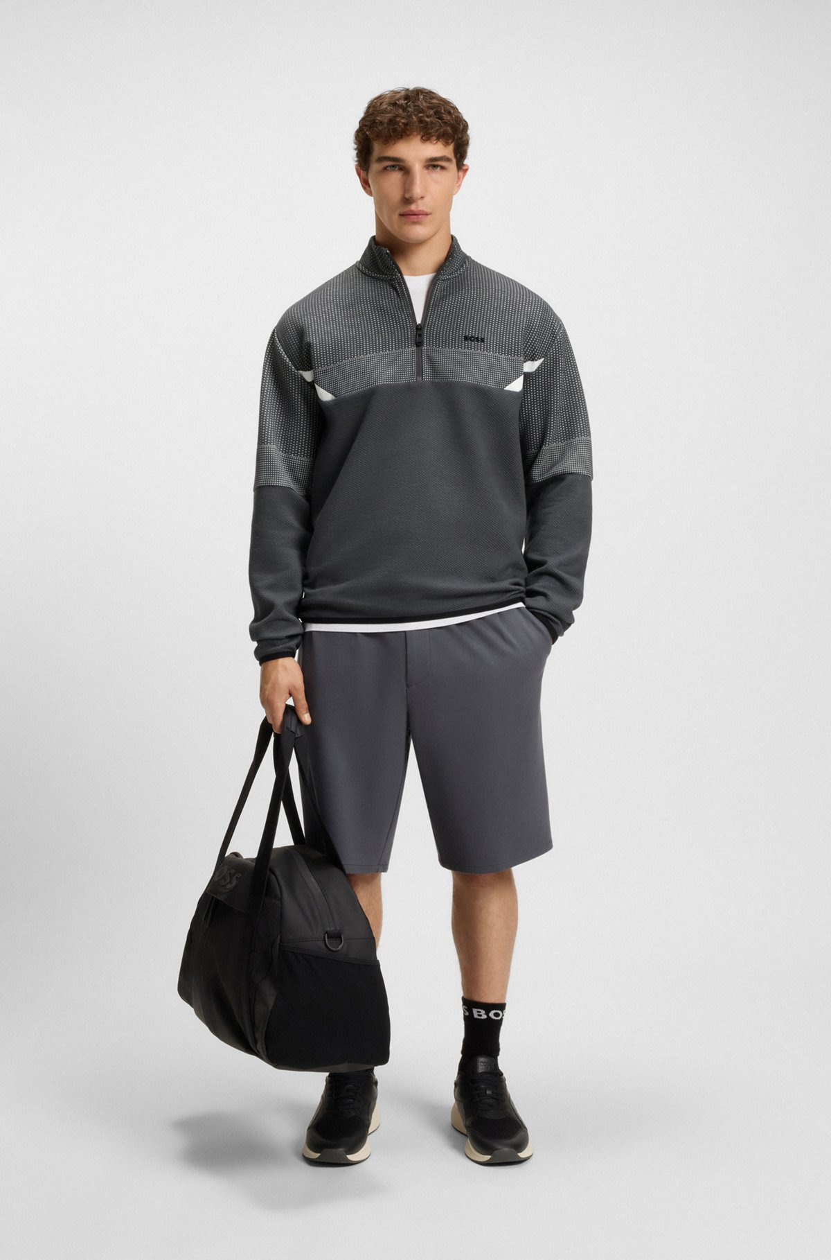 RELAXED-FIT ZIP-NECK SWEATSHIRT WITH QUILTED JACQUARD - 4