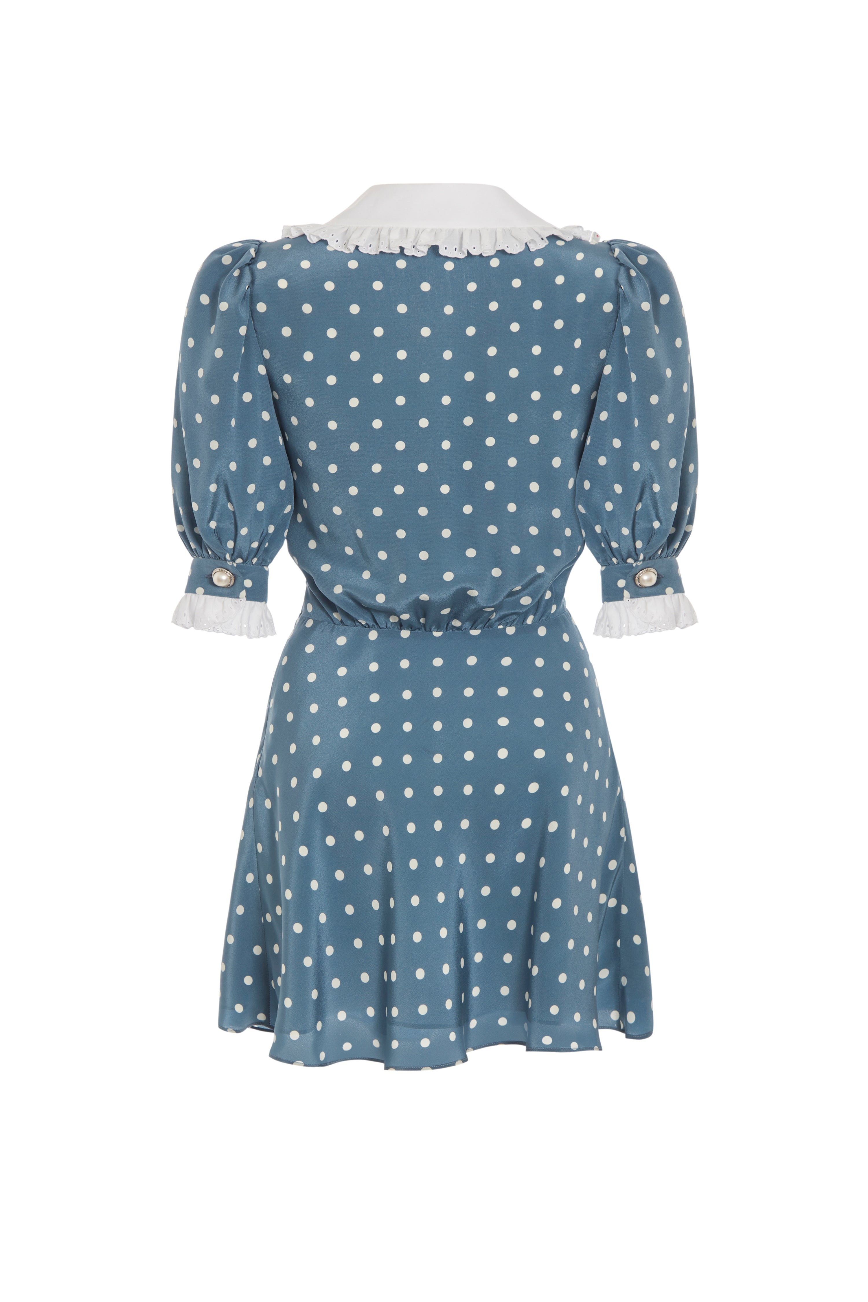 POLKA DOT SILK MINI DRESS WITH COLLAR - 2