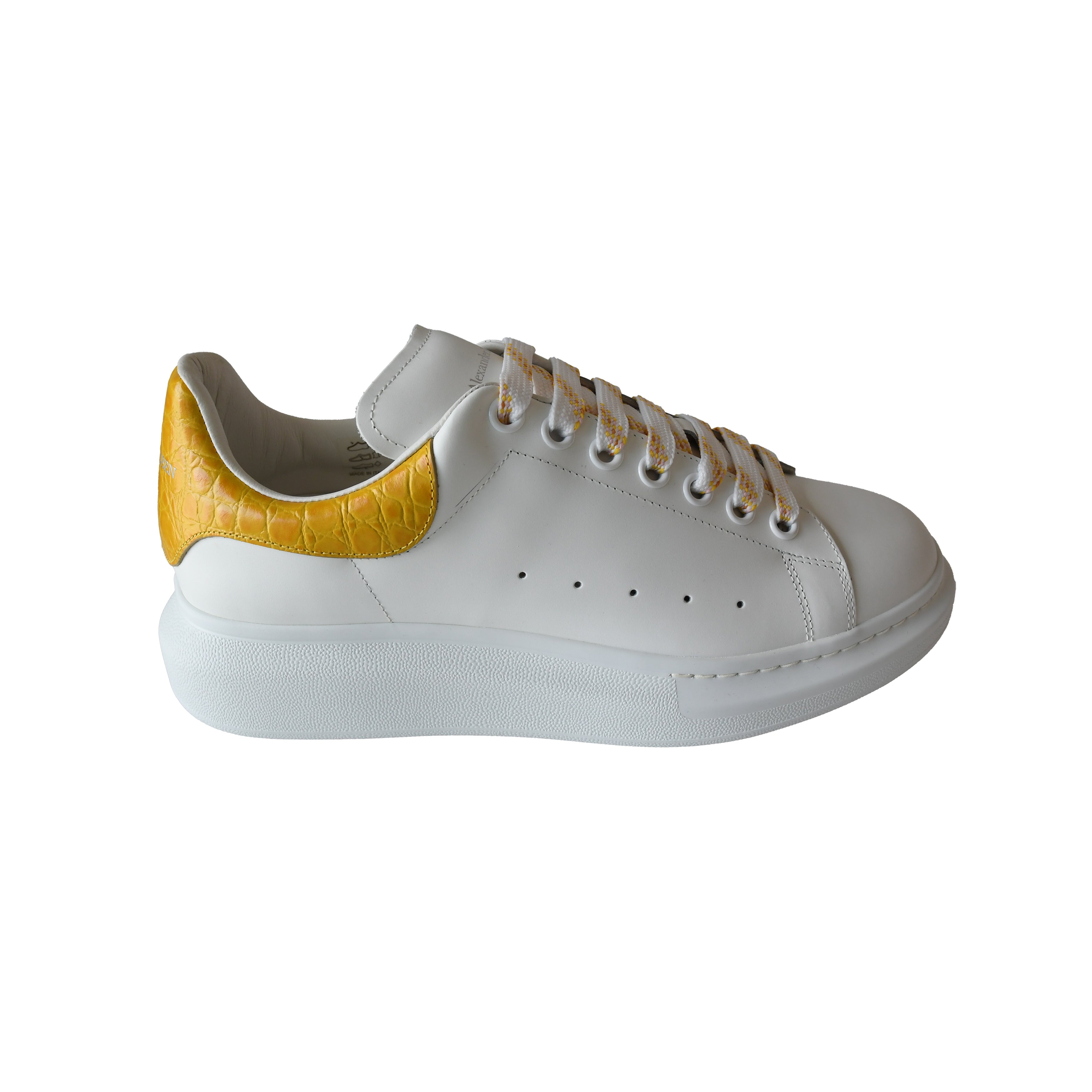 Alexander McQueen Oversized Leather Sneakers Yellow White - 2