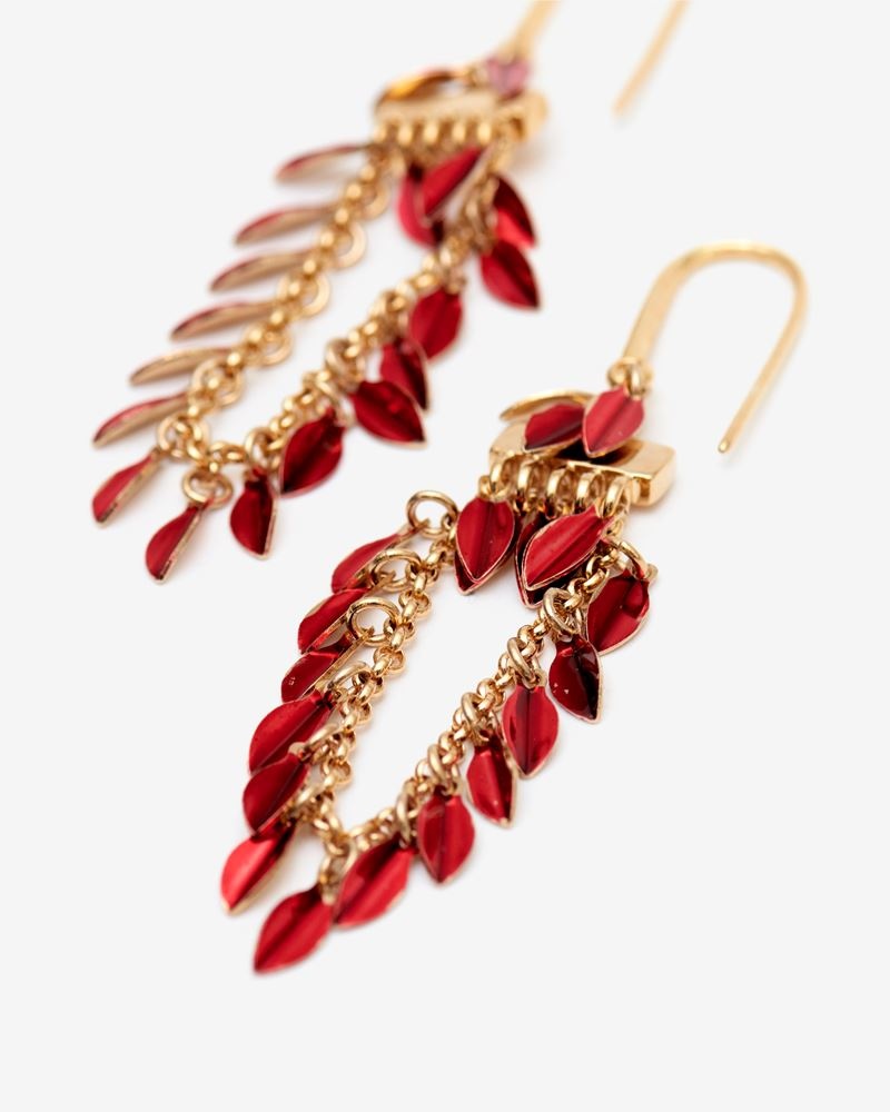 COLOR SHINY LEAVES DROP EARRINGS - 3