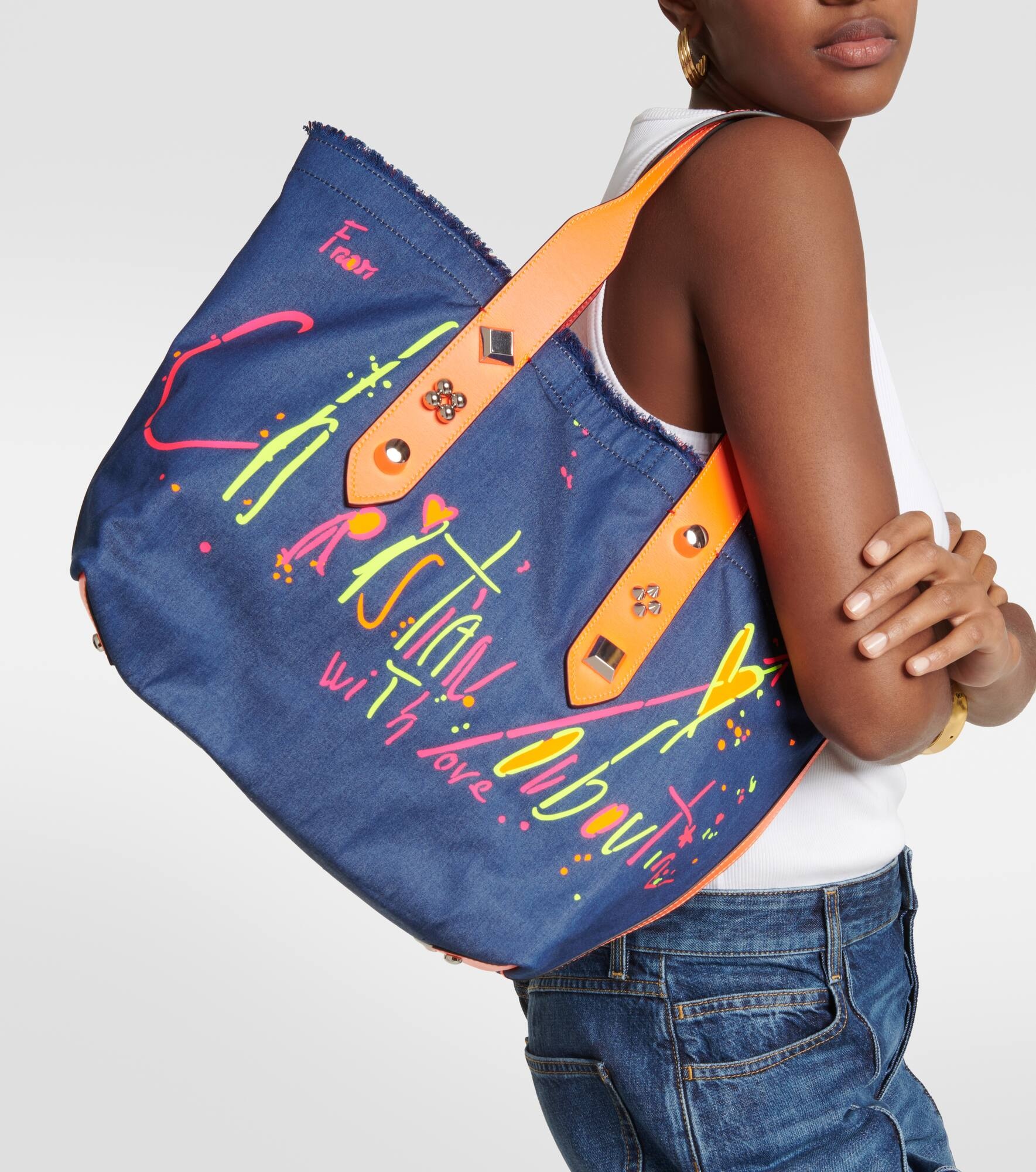 Frangibus Medium printed denim tote bag - 2