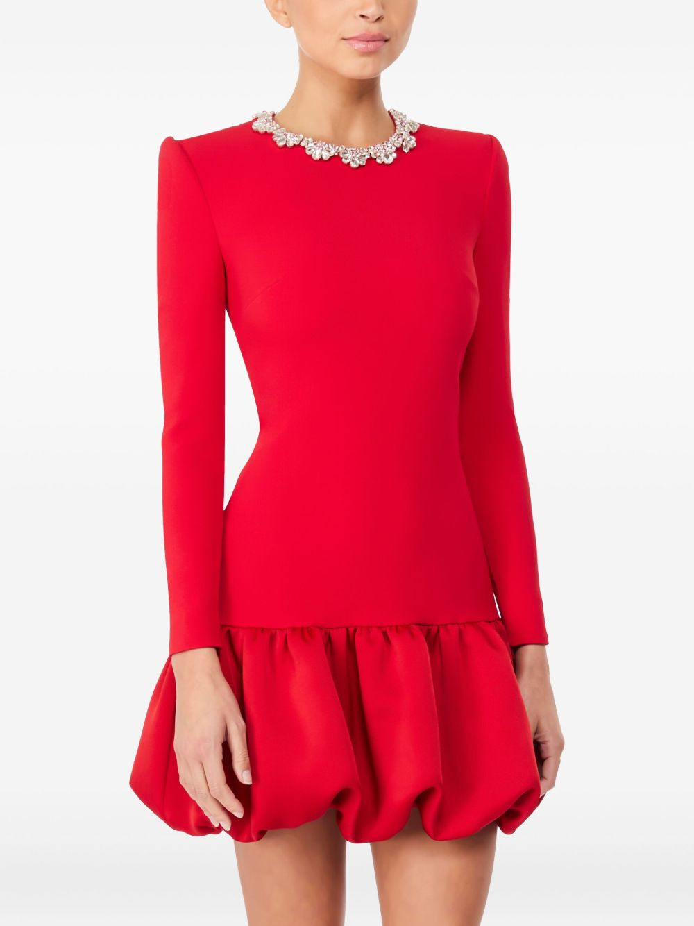 Puff embellished-neck mini dress - 2