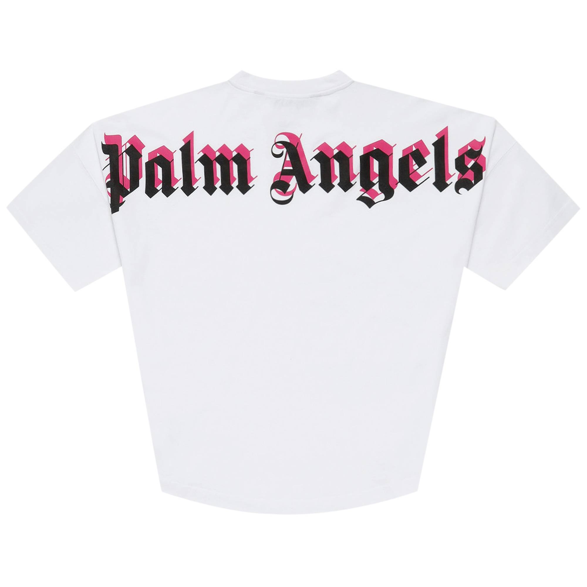 Palm Angels Doubled Logo Over Tee 'White/Fuchsia' - 2