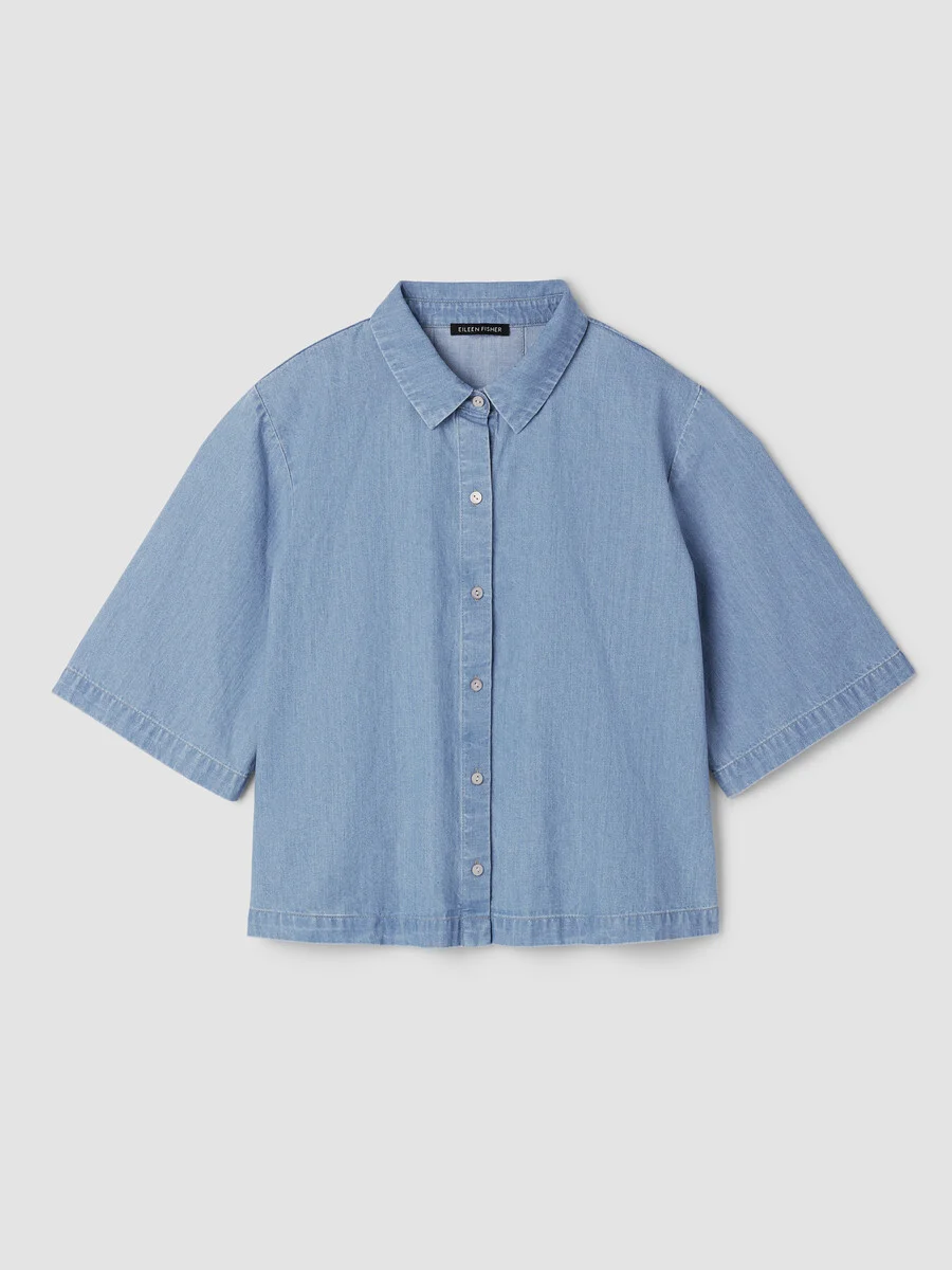 Lightweight Organic Cotton Denim Elbow-Sleeve Shirt - 1