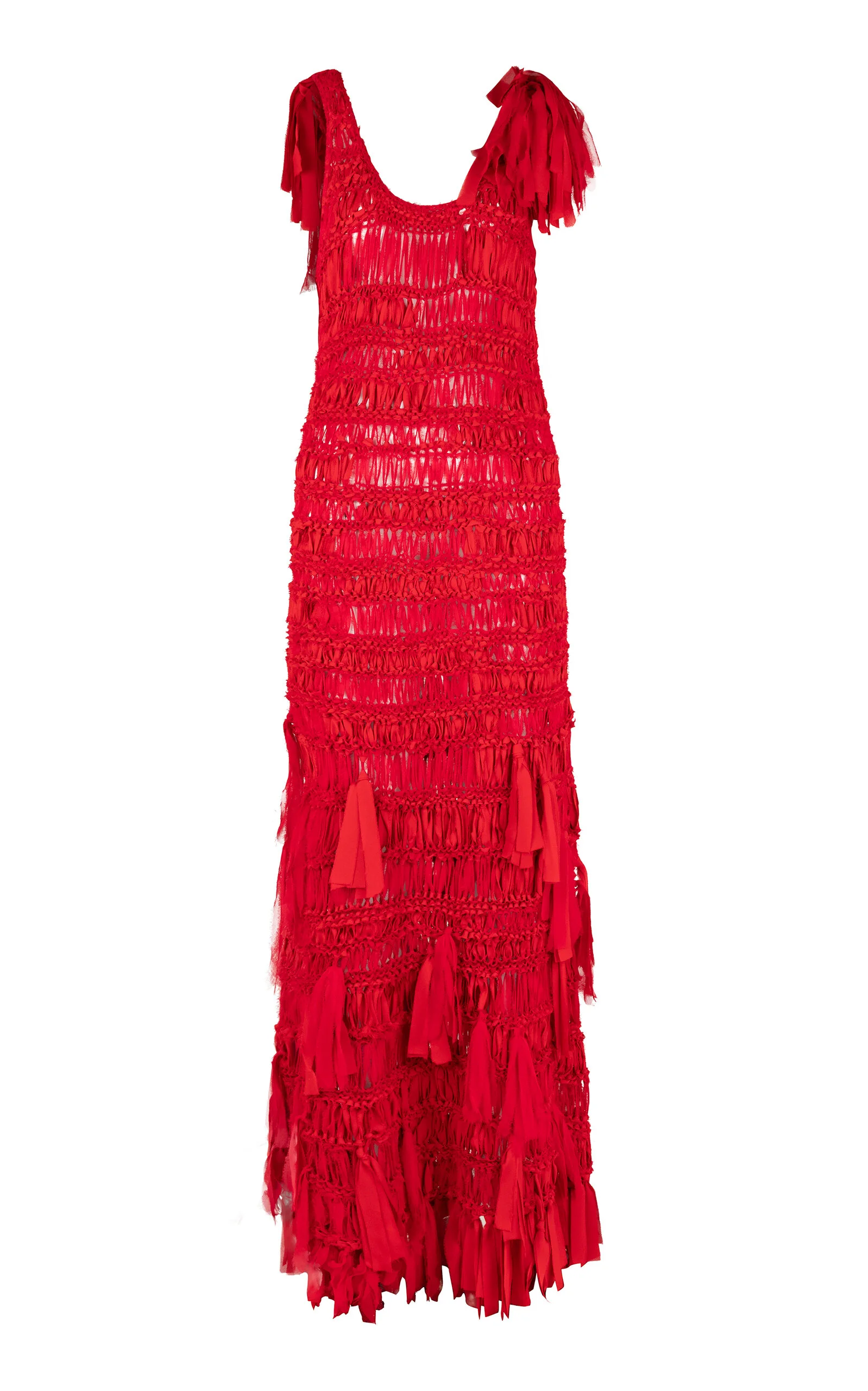Juanita Tassel-Embellished Woven Silk Maxi Dress red - 1
