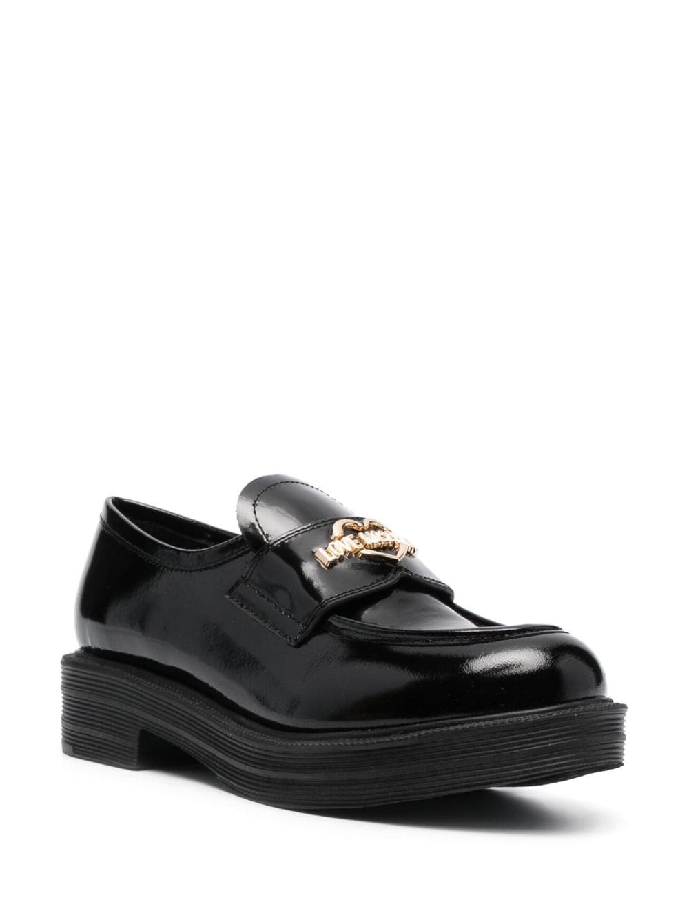 logo-plaque leather loafers - 2