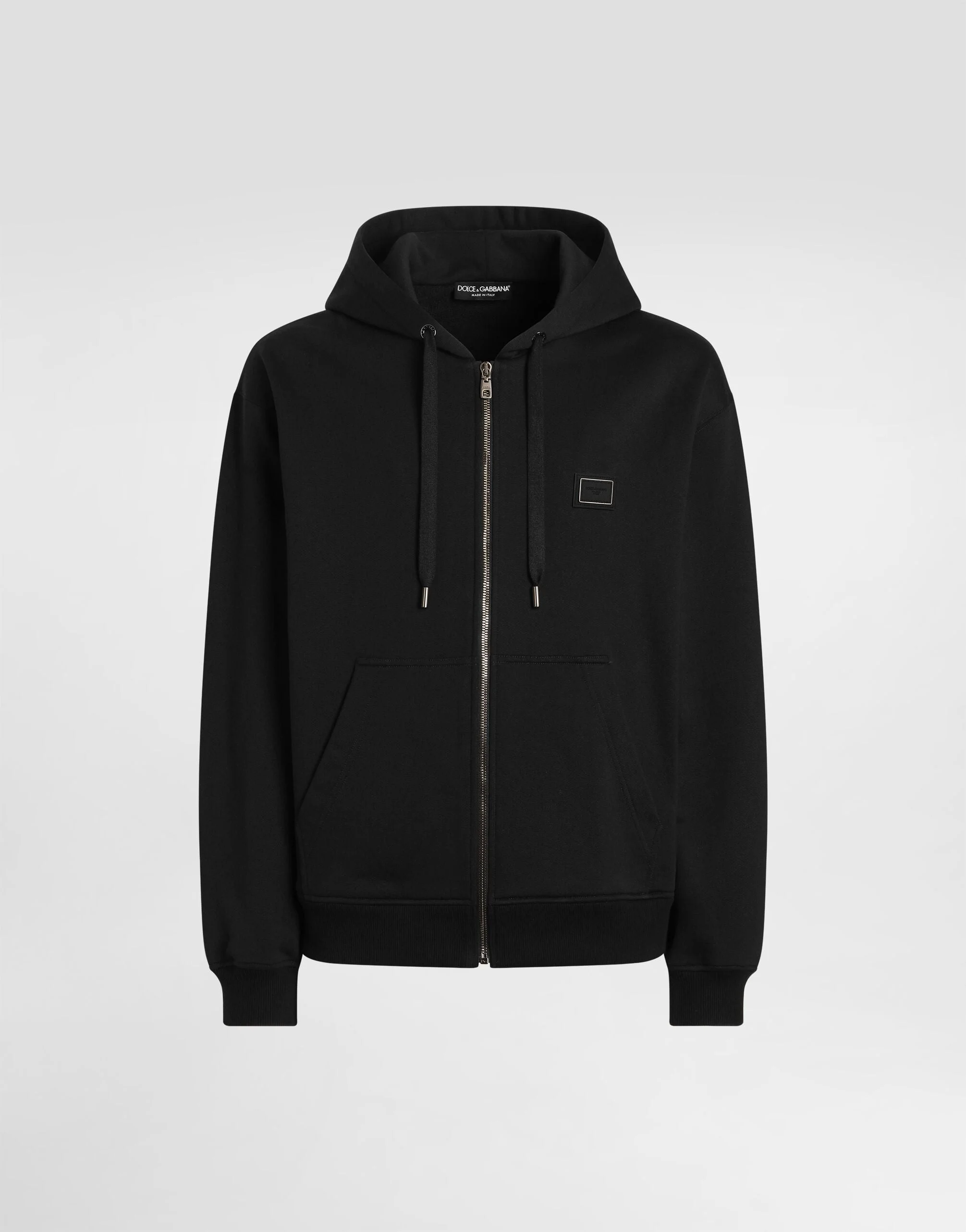Cotton hooded sweatshirt with logo plate - 1