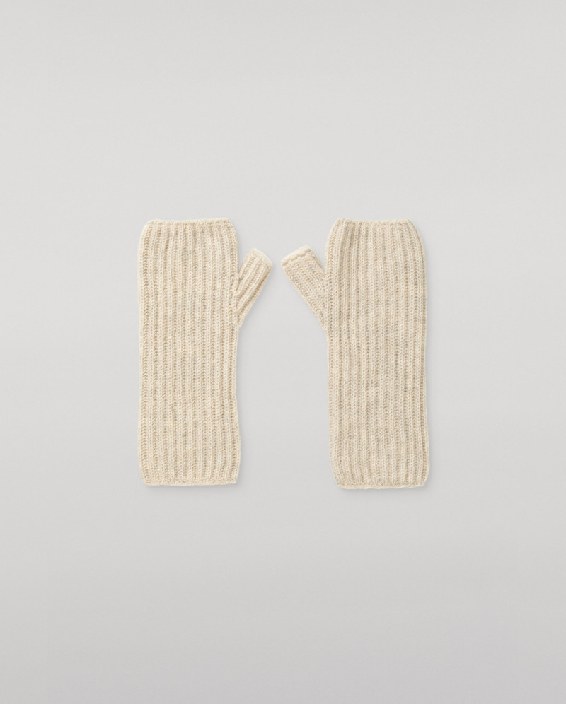Della Ribbed Natural Cashmere Wristwarmers 1
