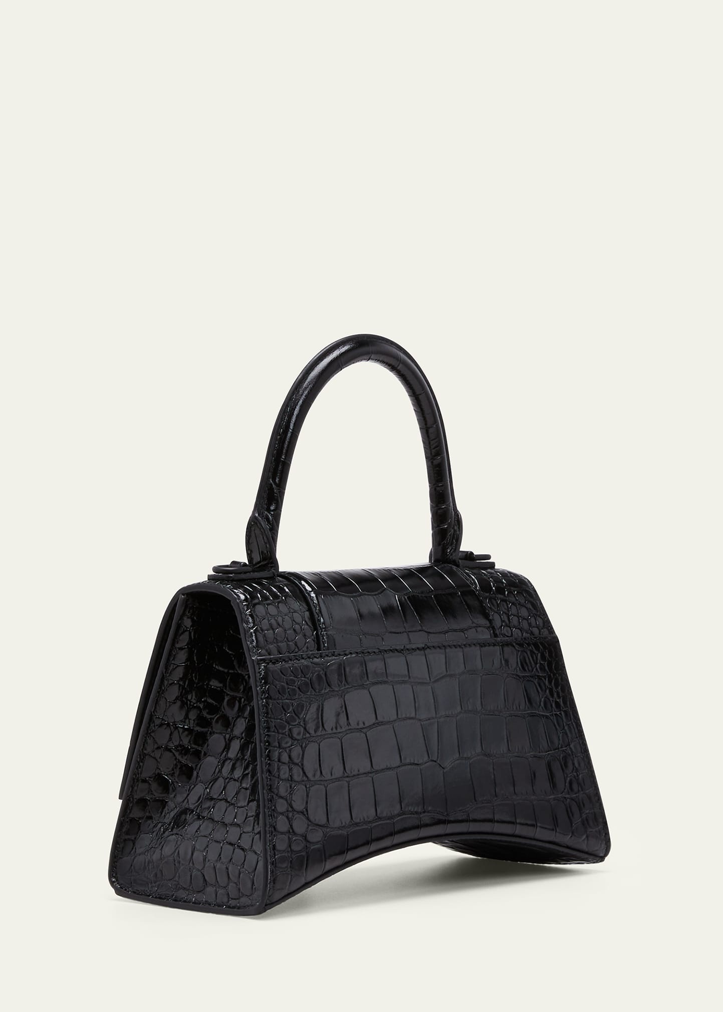 Hourglass Small Crocodile-Embossed Top-Handle Bag - 3
