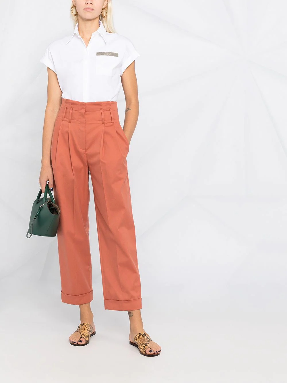 cropped straight-leg trousers - 2