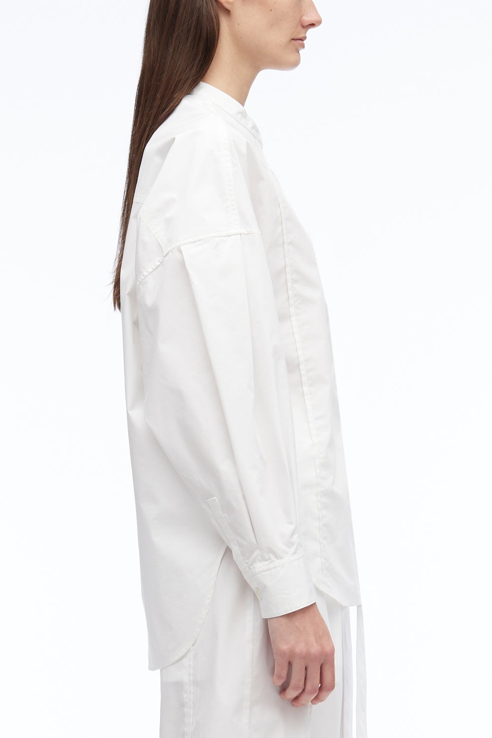 Long Sleeve Band Collar Poplin Shirt - 2