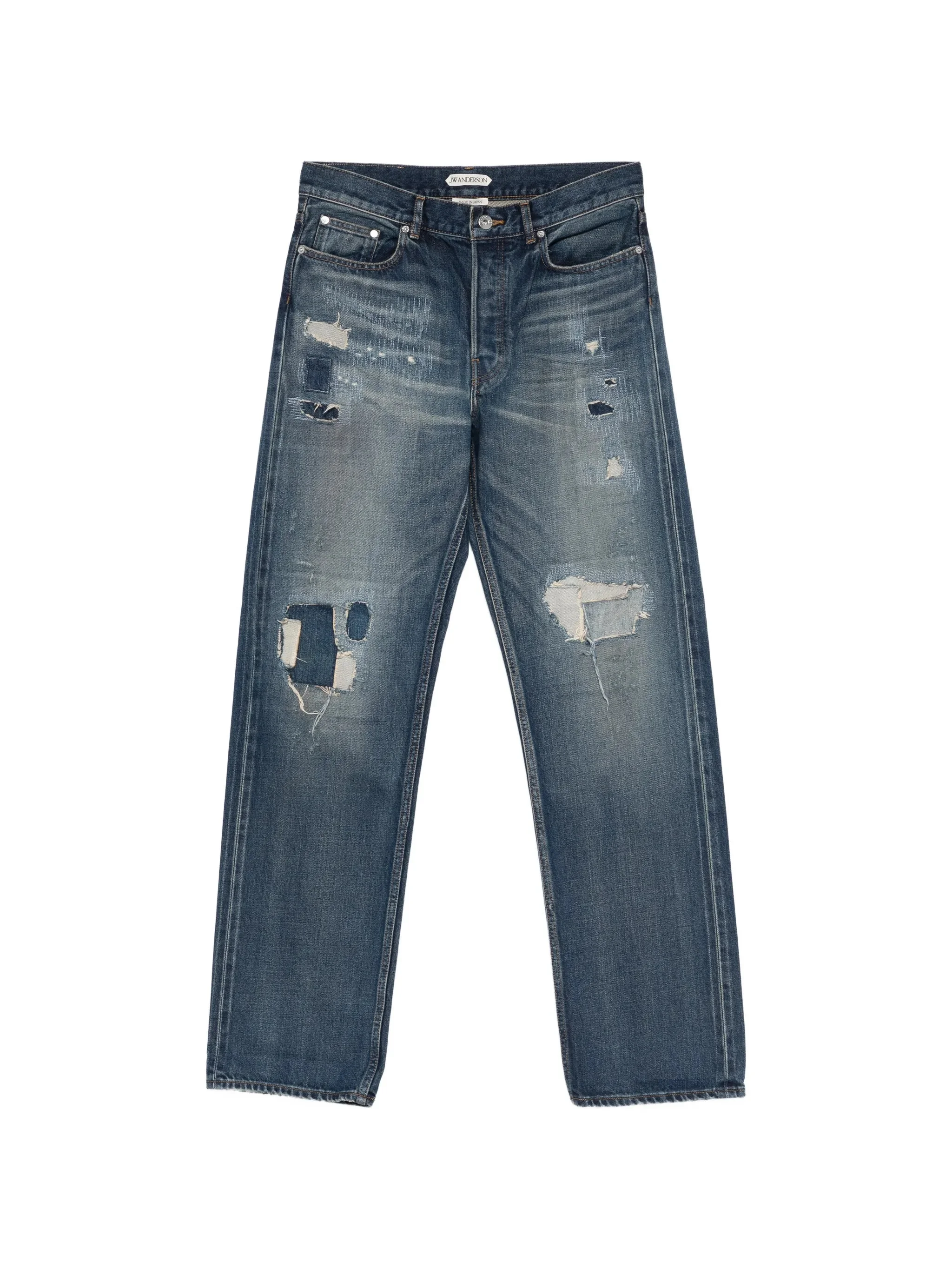 patchwork straight leg jeans - 1