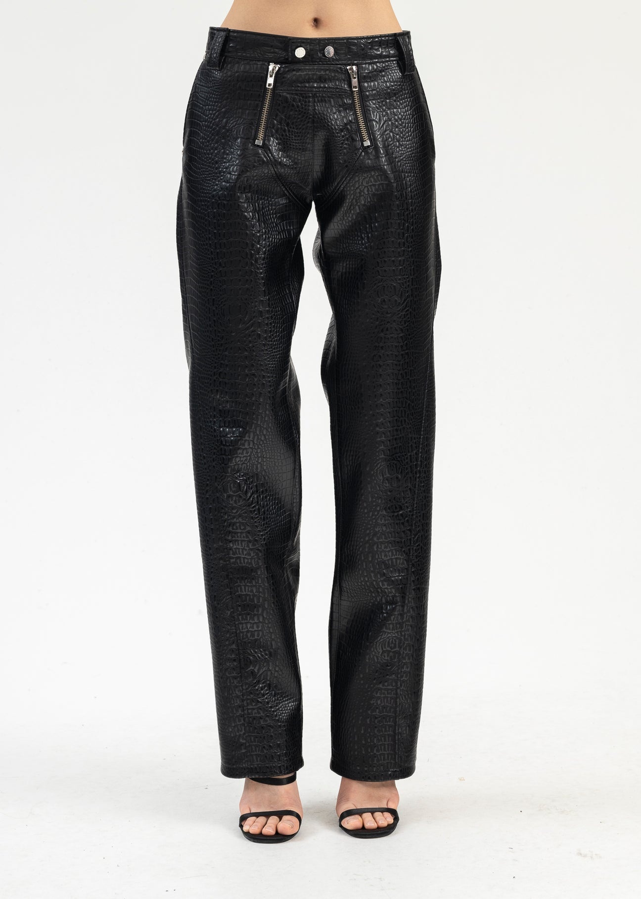 BLACK TROUSERS WITH DOUBLE ZIPS - 1