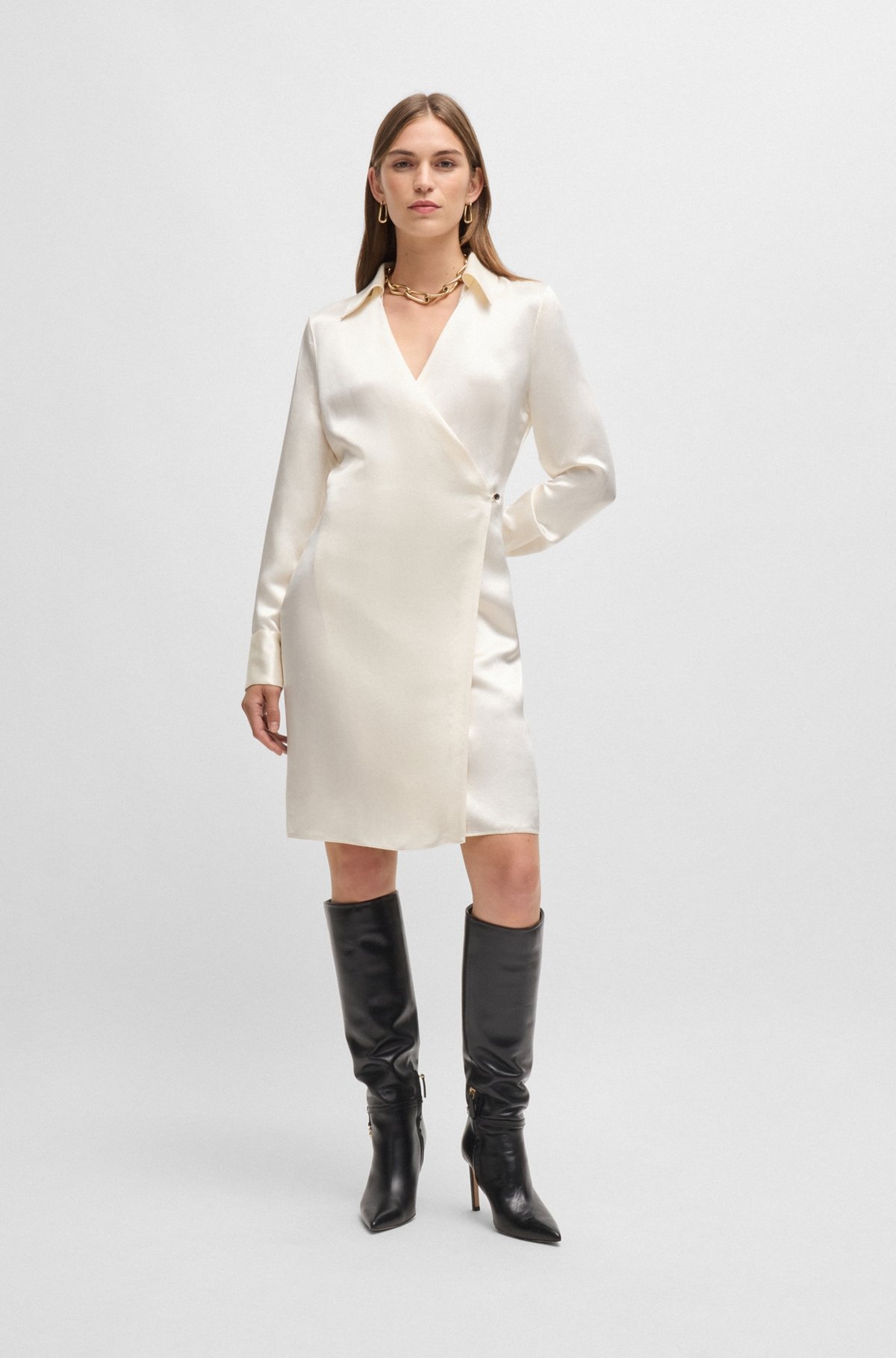 WRAP-FRONT DRESS WITH COLLAR - 2