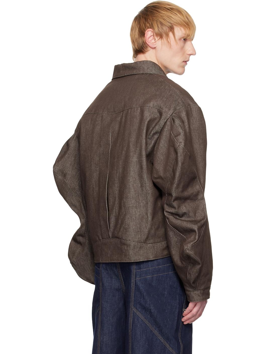 Brown Grandad Denim Jacket - 3