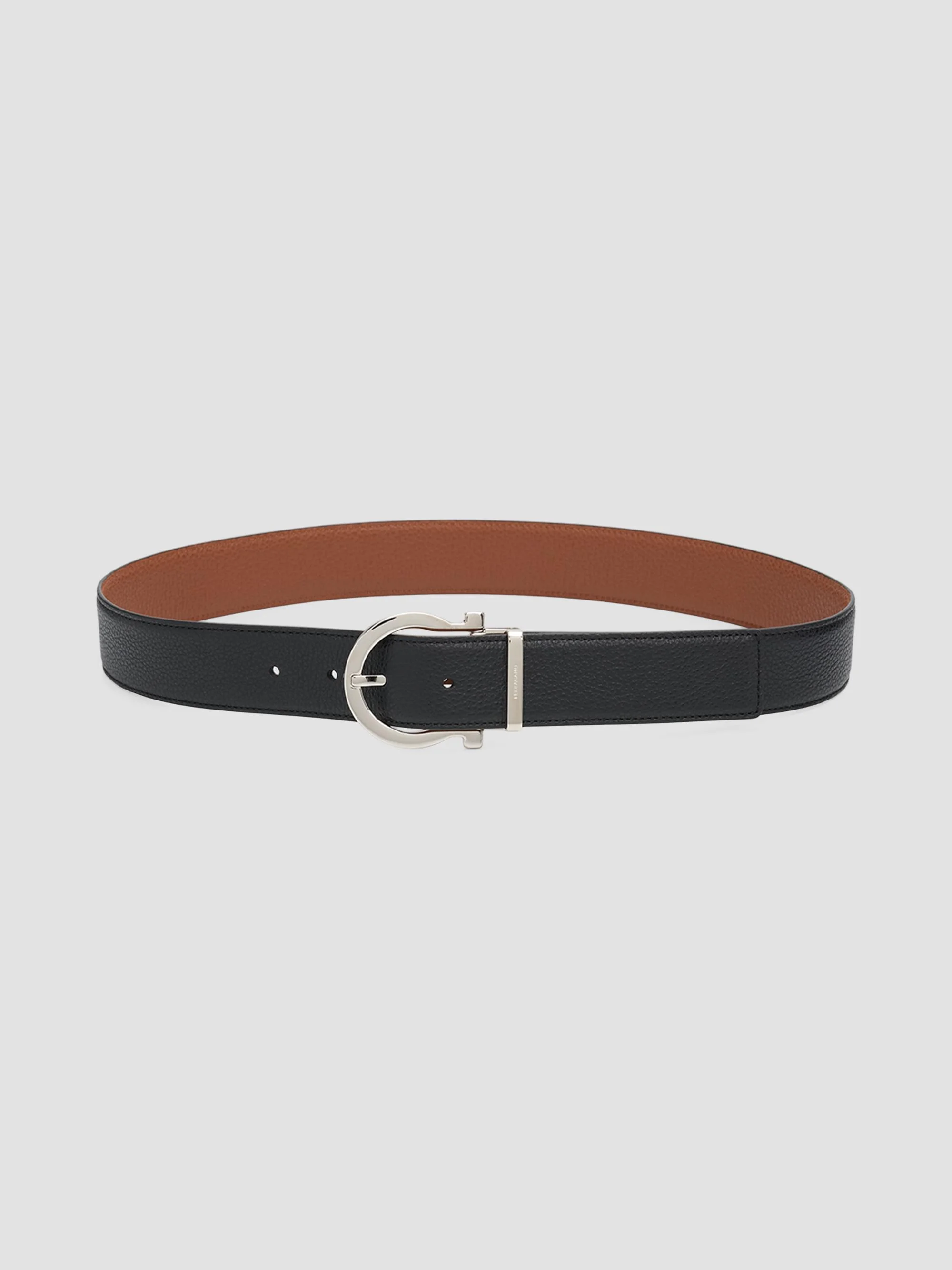 Women's Donna Reversible Leather Belt - Nero New Cognac - 1