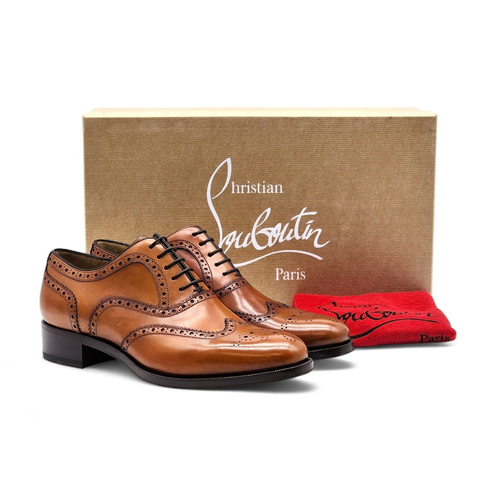 Christian Louboutin Brogue Leather Oxford Shoes Brown EU 40 US 7 - 8