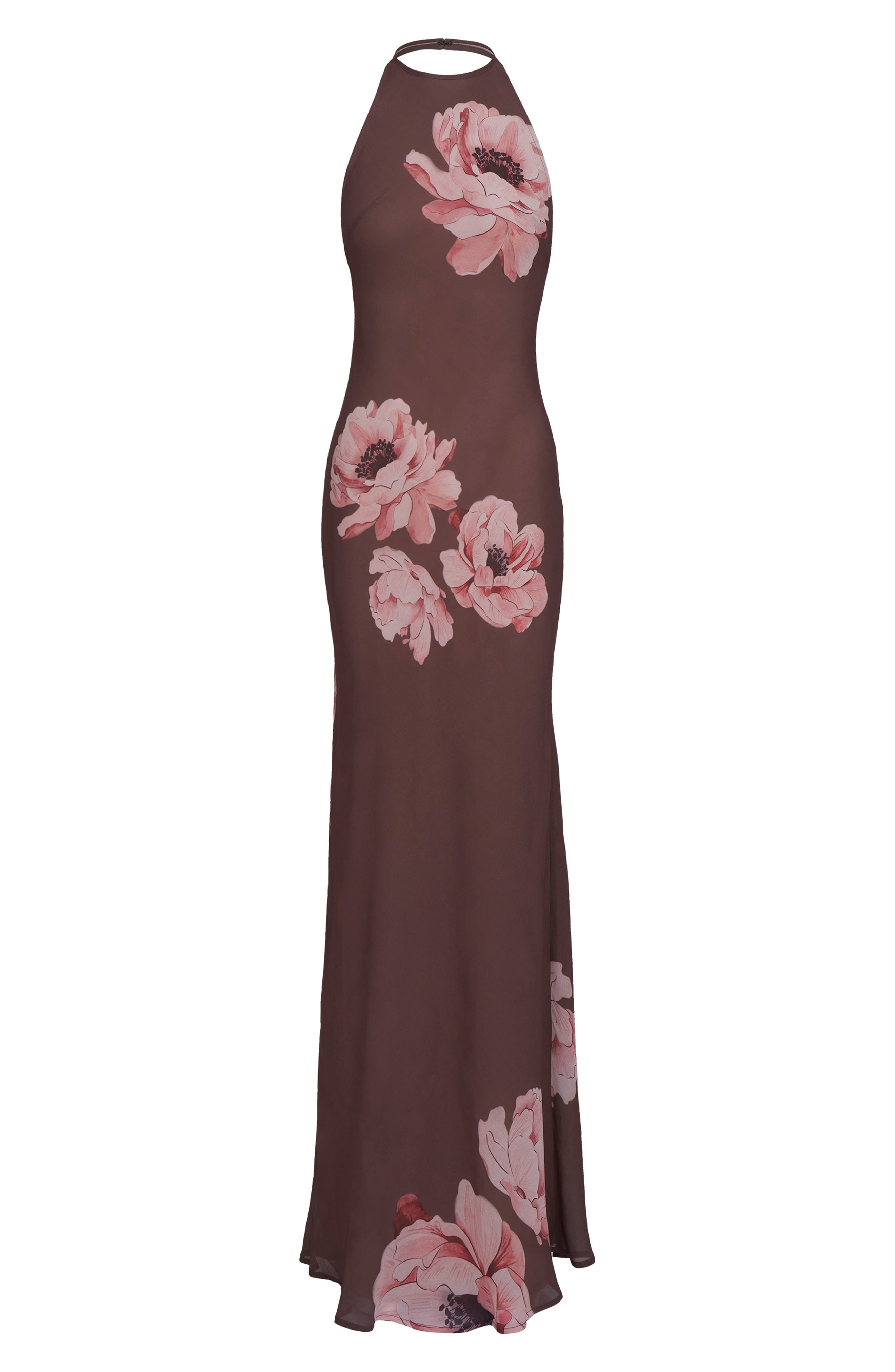 SAU LEE Gwyneth Floral Print Dress in Mocha Multi at Nordstrom - 4