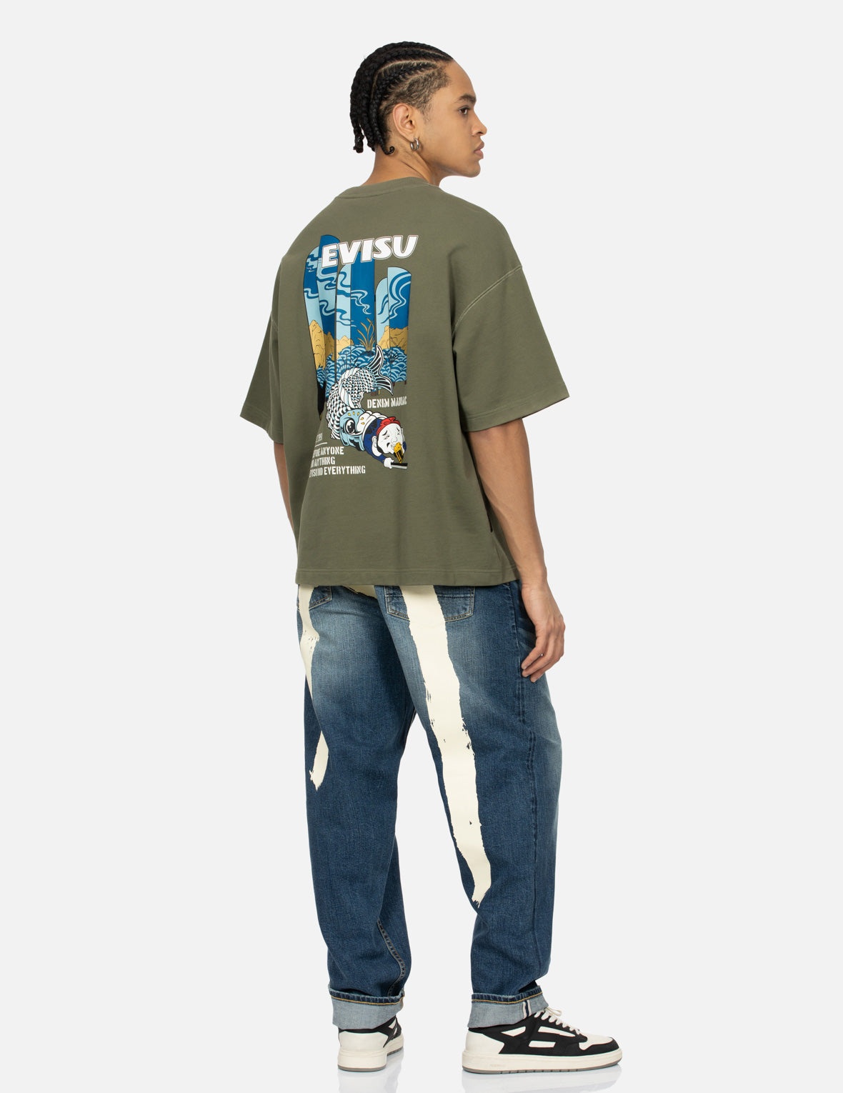 Godhead and Koinobori Print Loose Fit Short-Sleeves Sweatshirt - 3