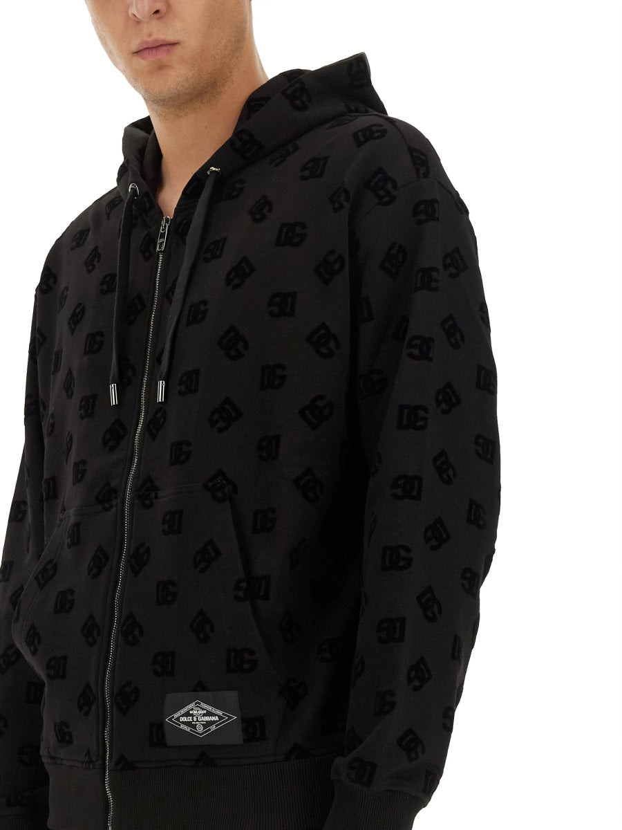 Dolce & Gabbana Men Sweatshirt With Allover Logo - 4