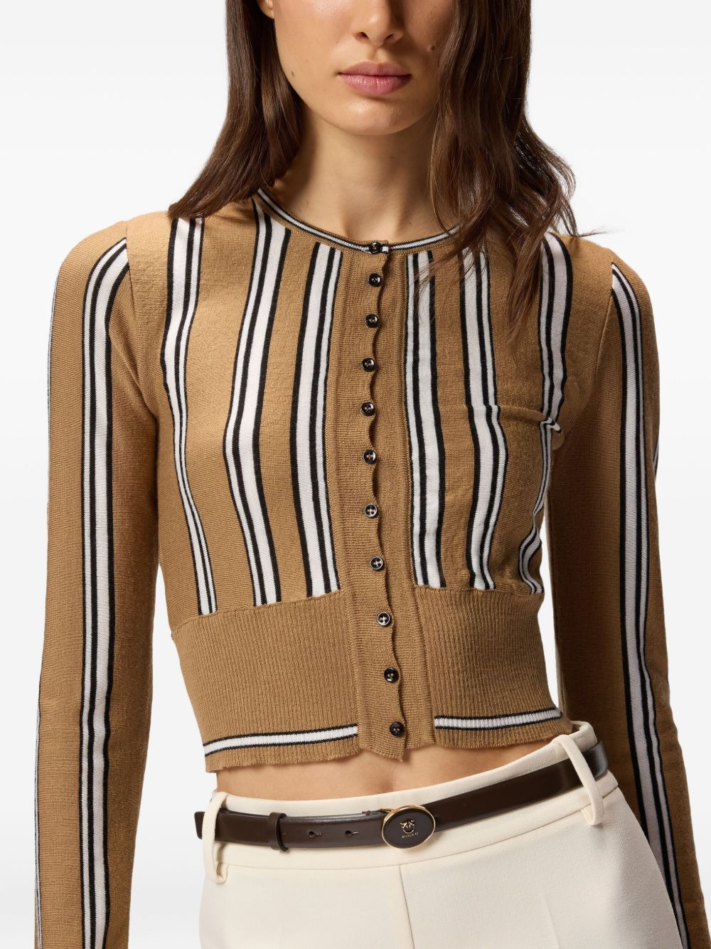 striped button cardigan - 4