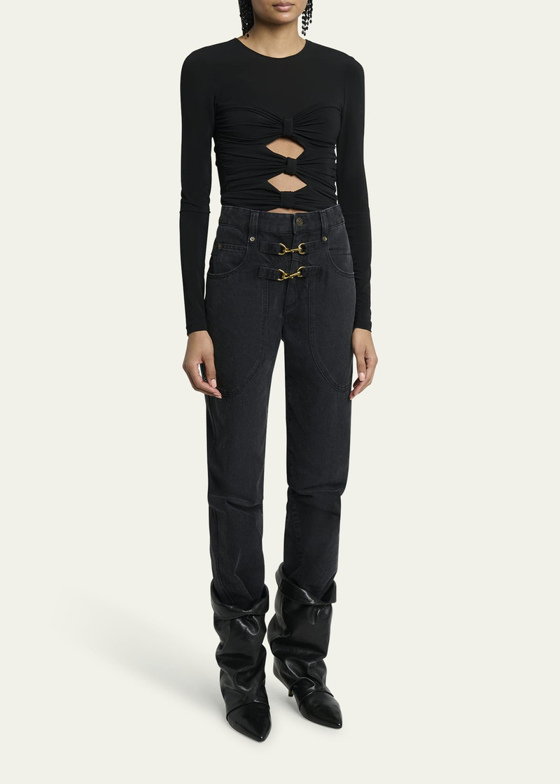 Isabel Marant Gladice Bow Cutout Jersey Top outlook