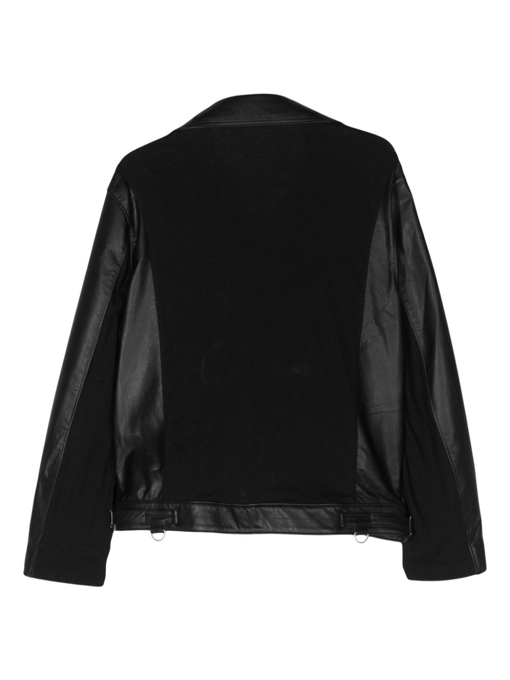 panelled leather biker jacket - 2