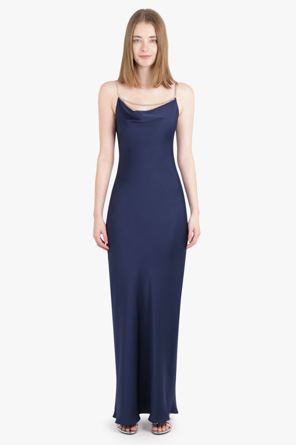 CHAIN DETAIL S/LESS MAXI DRESS | DEEP NAVY - 3
