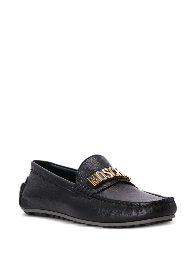 Moschino logo-plaque leather loafers outlook
