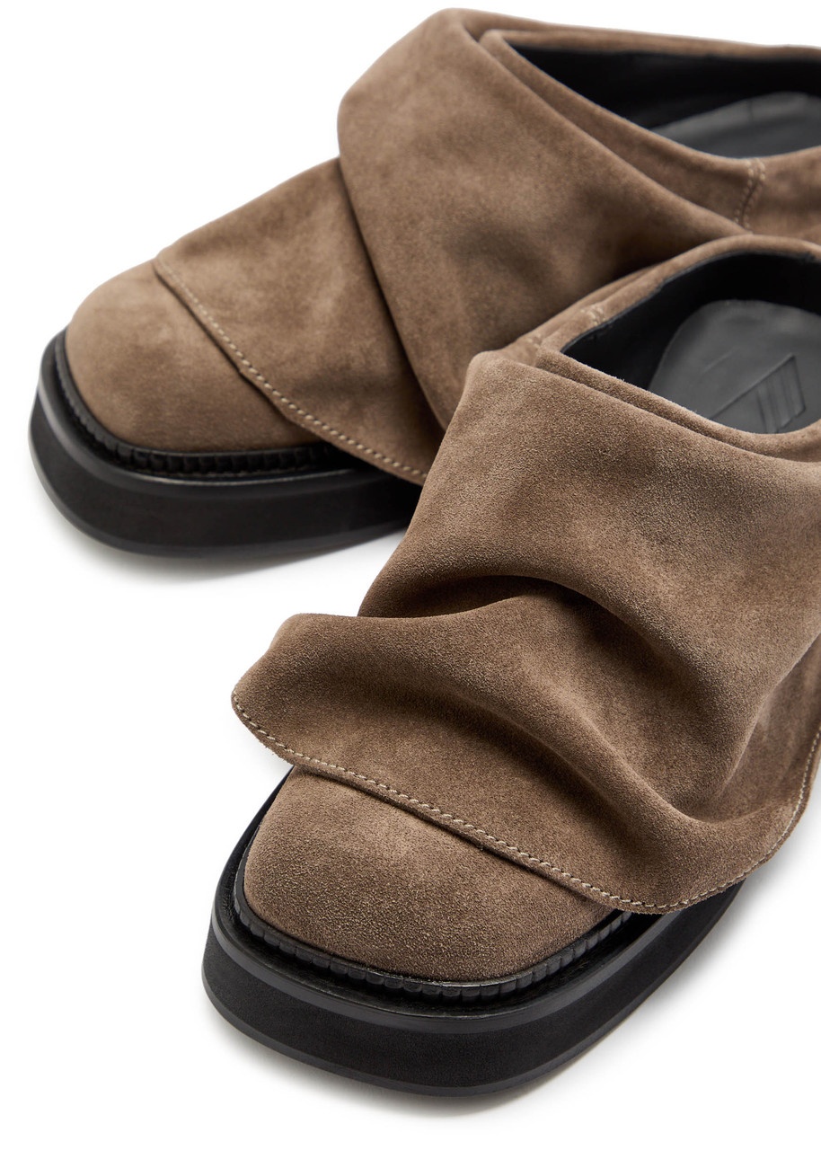 The Attico Mini Robin Gathered Suede Mules - 3