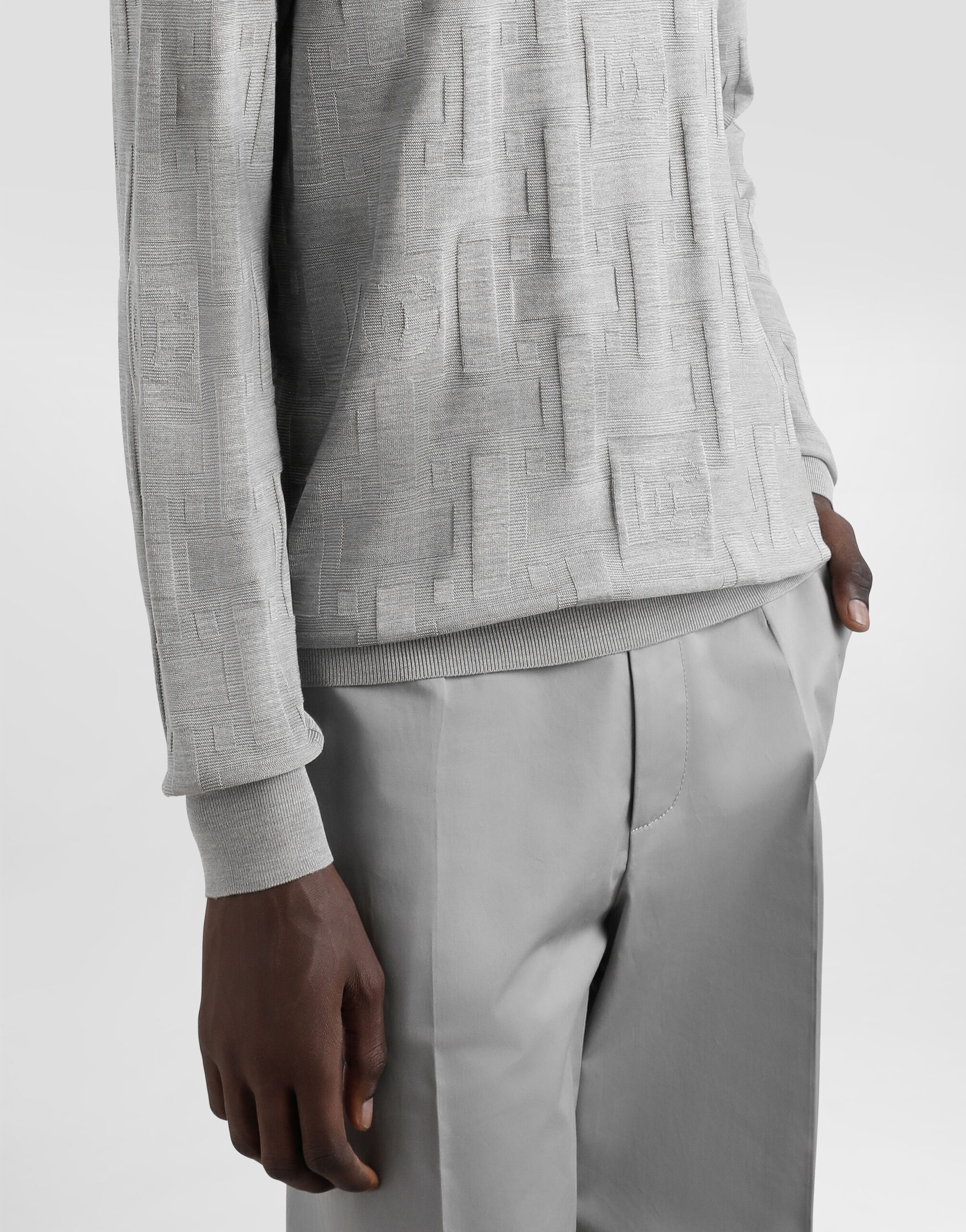 Silk polo-shirt with jacquard logo - 4