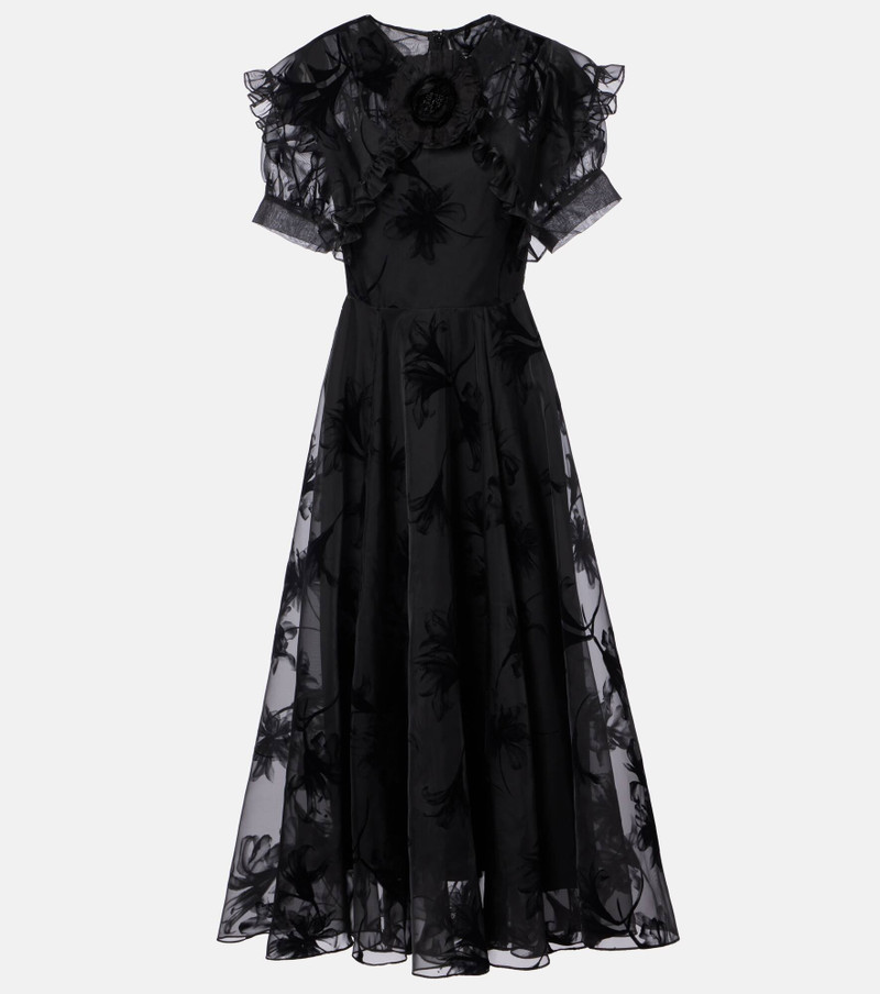 Ruffled floral organza midi dress 1