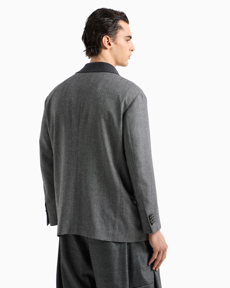 DOUBLE-BREASTED JACKET IN CHEVRON WOOL AND CASHMERE 3