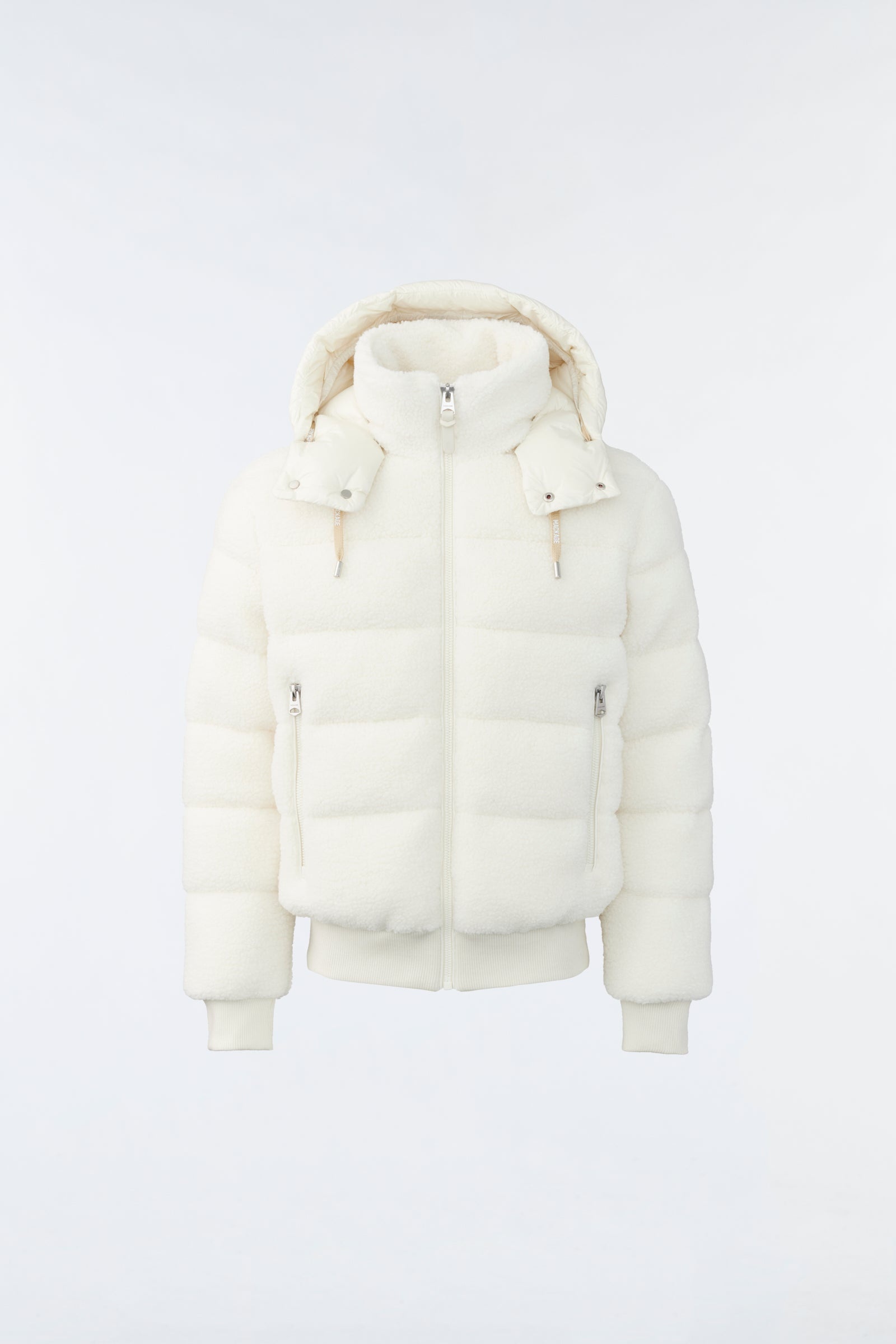 ADRIAN teddy down bomber jacket with removable hood - 1