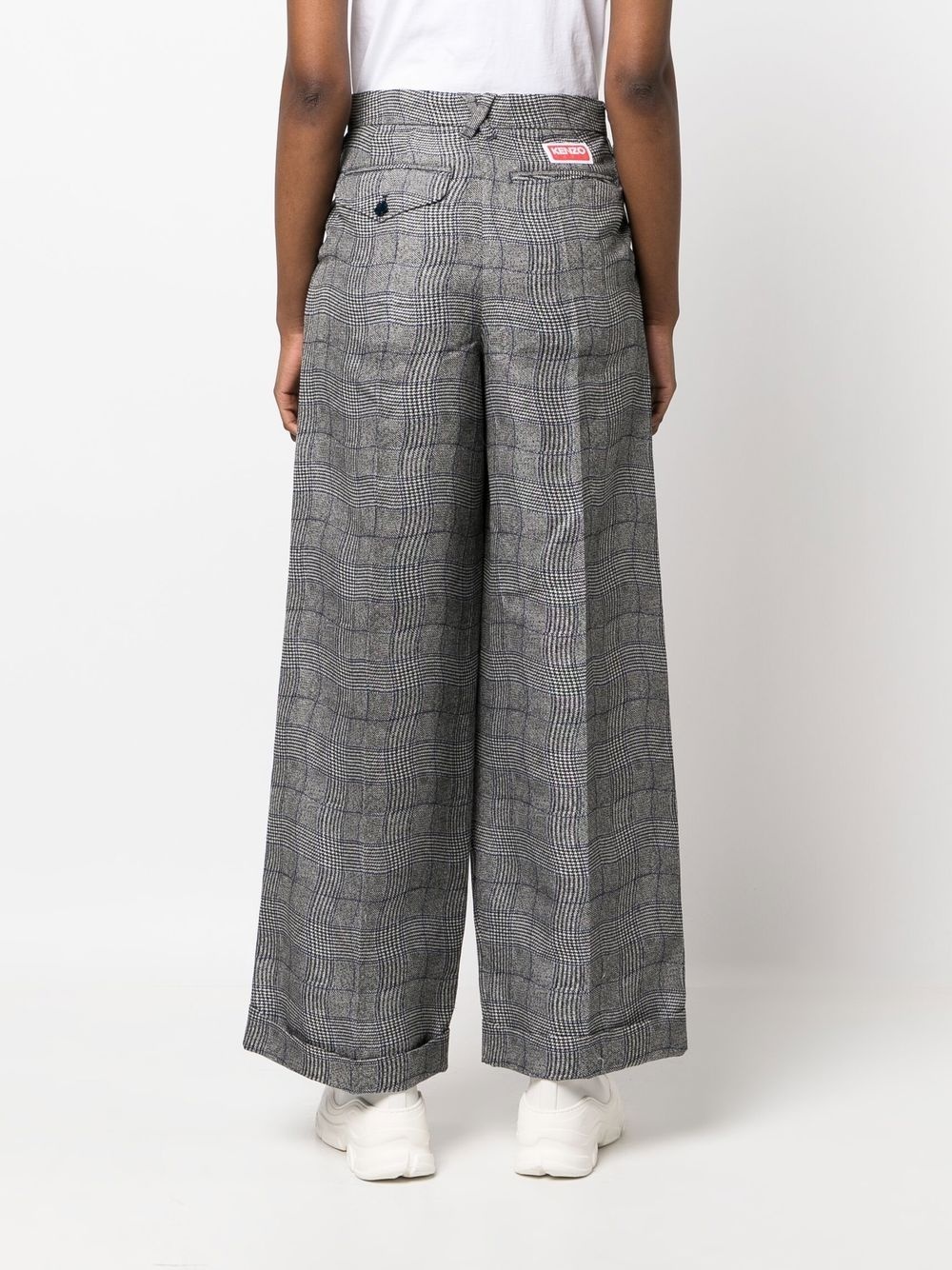 Wavy Check wide-leg tailored trousers - 4