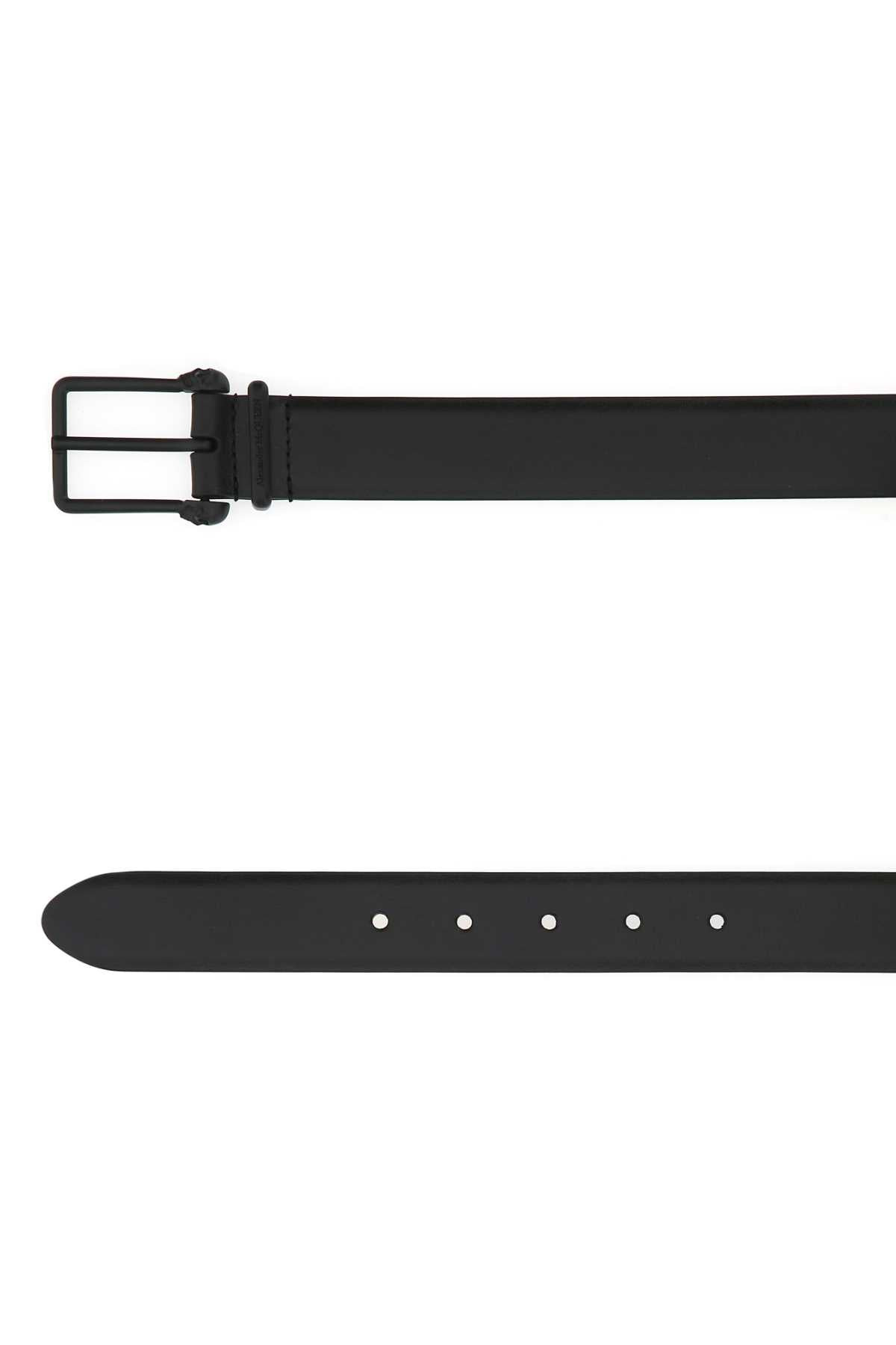 Alexander Mcqueen Men Black Leather Belt - 2