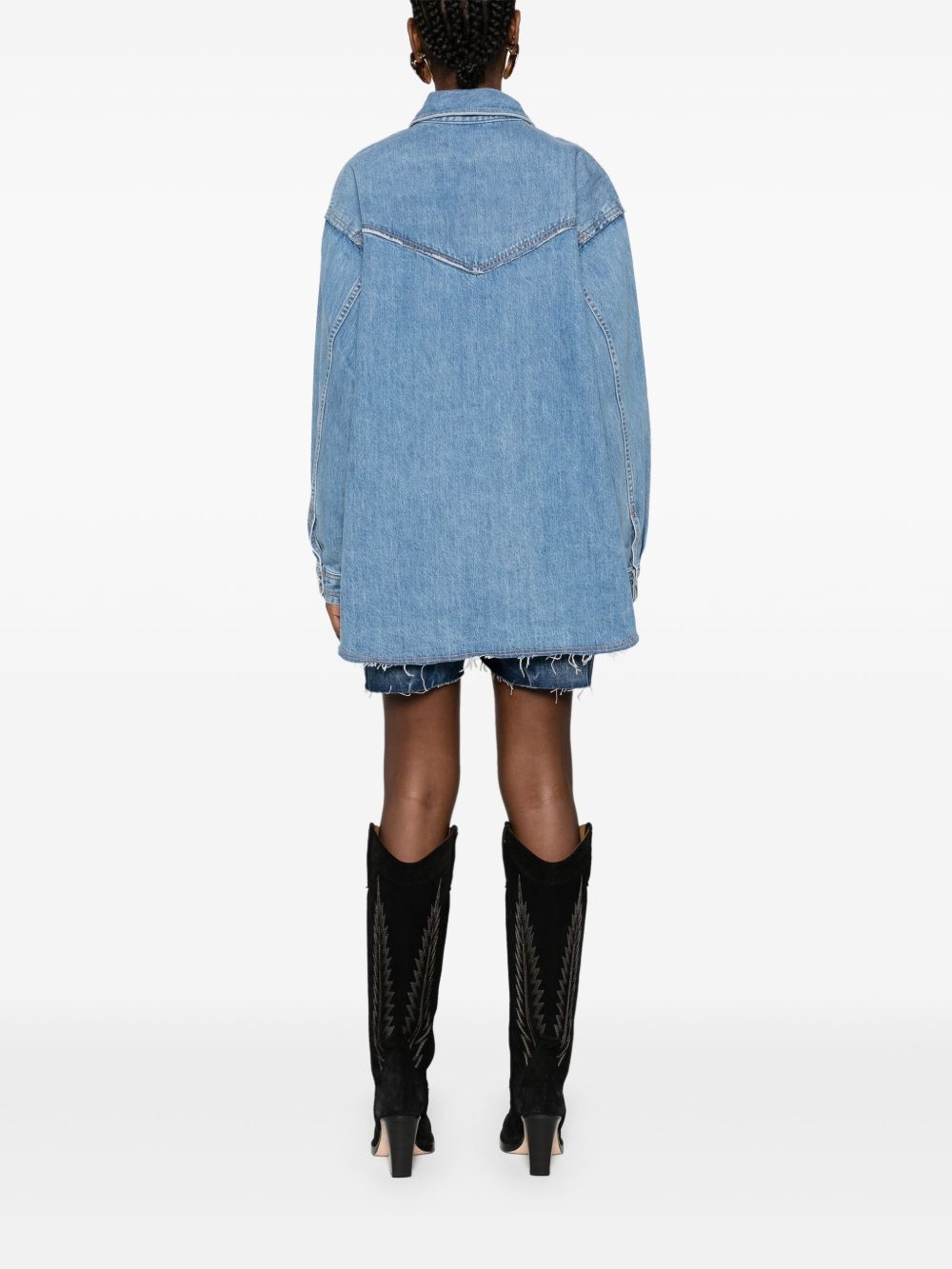 Western raw-cut denim overshirt - 4
