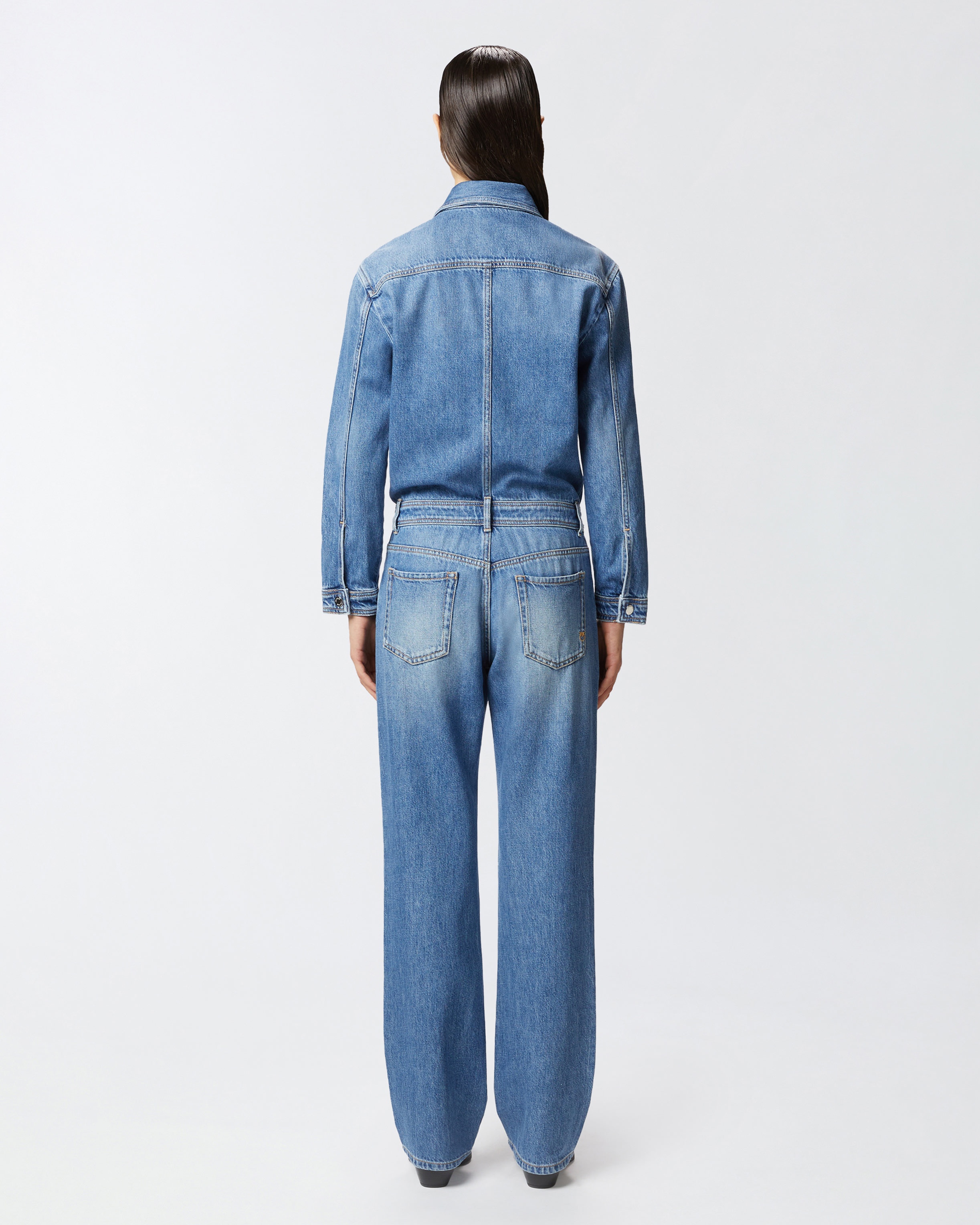 LONG DENIM JUMPSUIT WITH POCKETS - 4