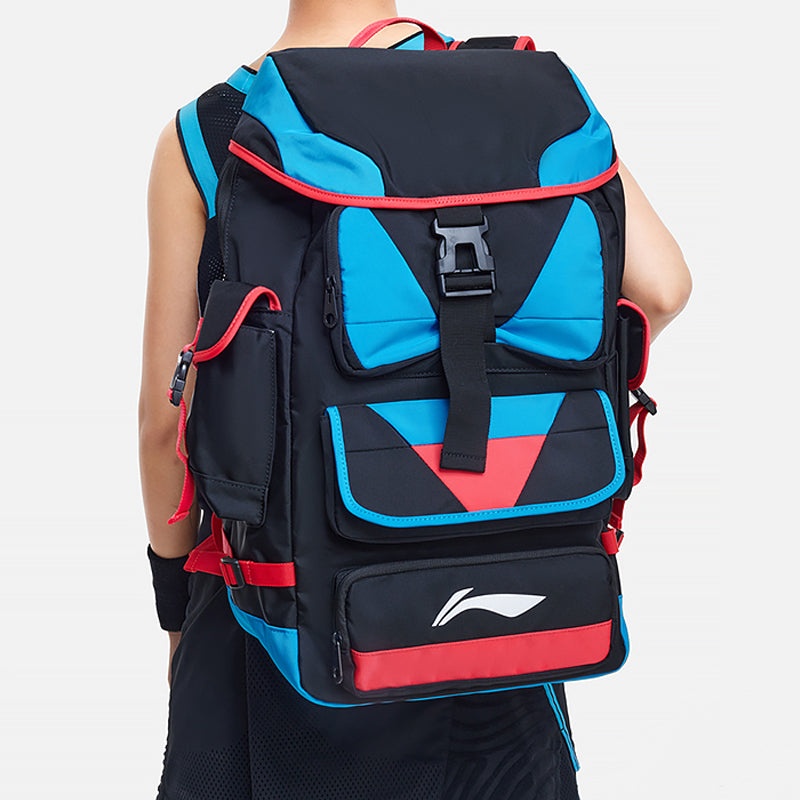 Li-Ning Basketball Outdoor Backpack Large 'Black Blue Red' ABSS315-1 - 6