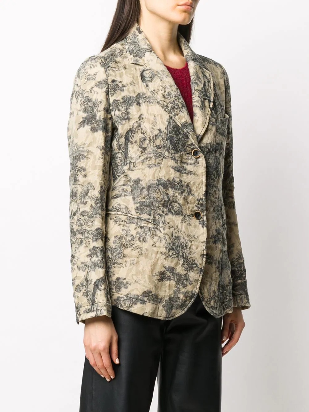 printed single-breasted blazer - 3